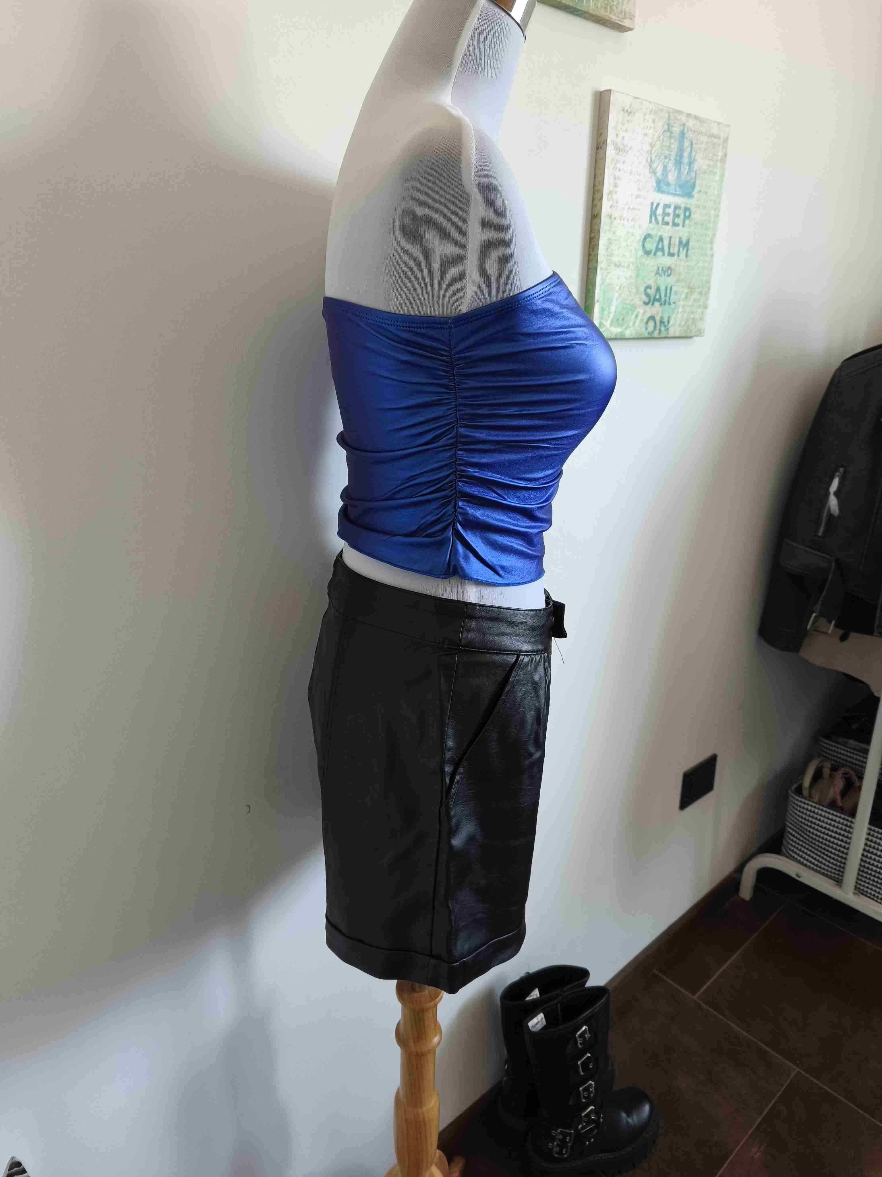 Top azul brillante strapless - 4