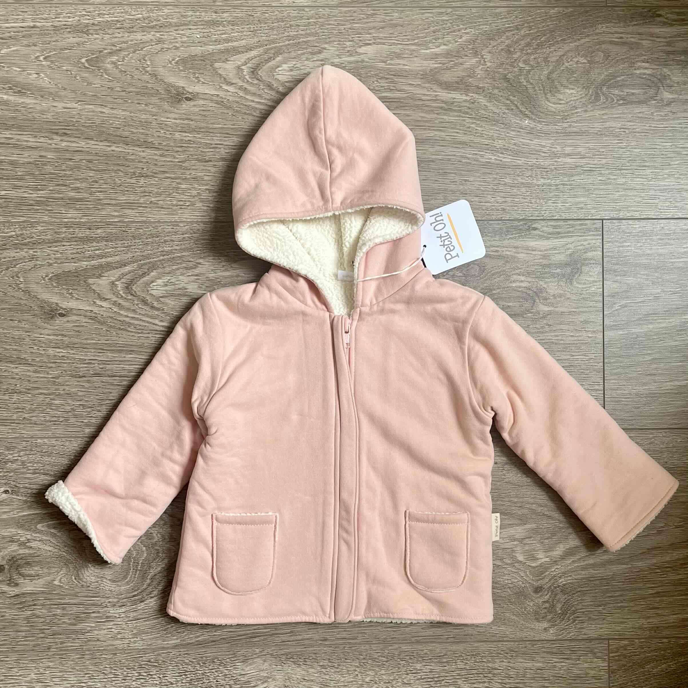Chaqueta de bebé rosada con capucha Baby Harvest