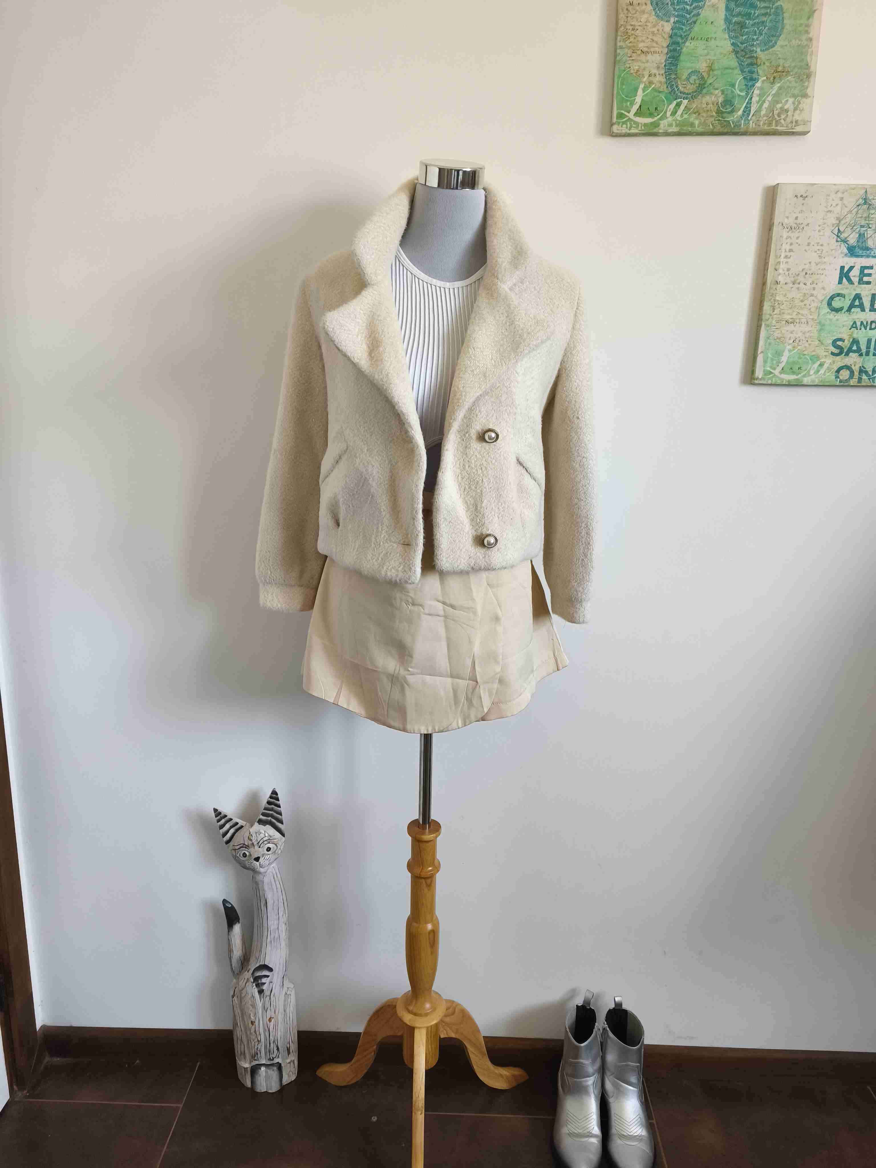 Chaqueta de lana beige - miniatura 1