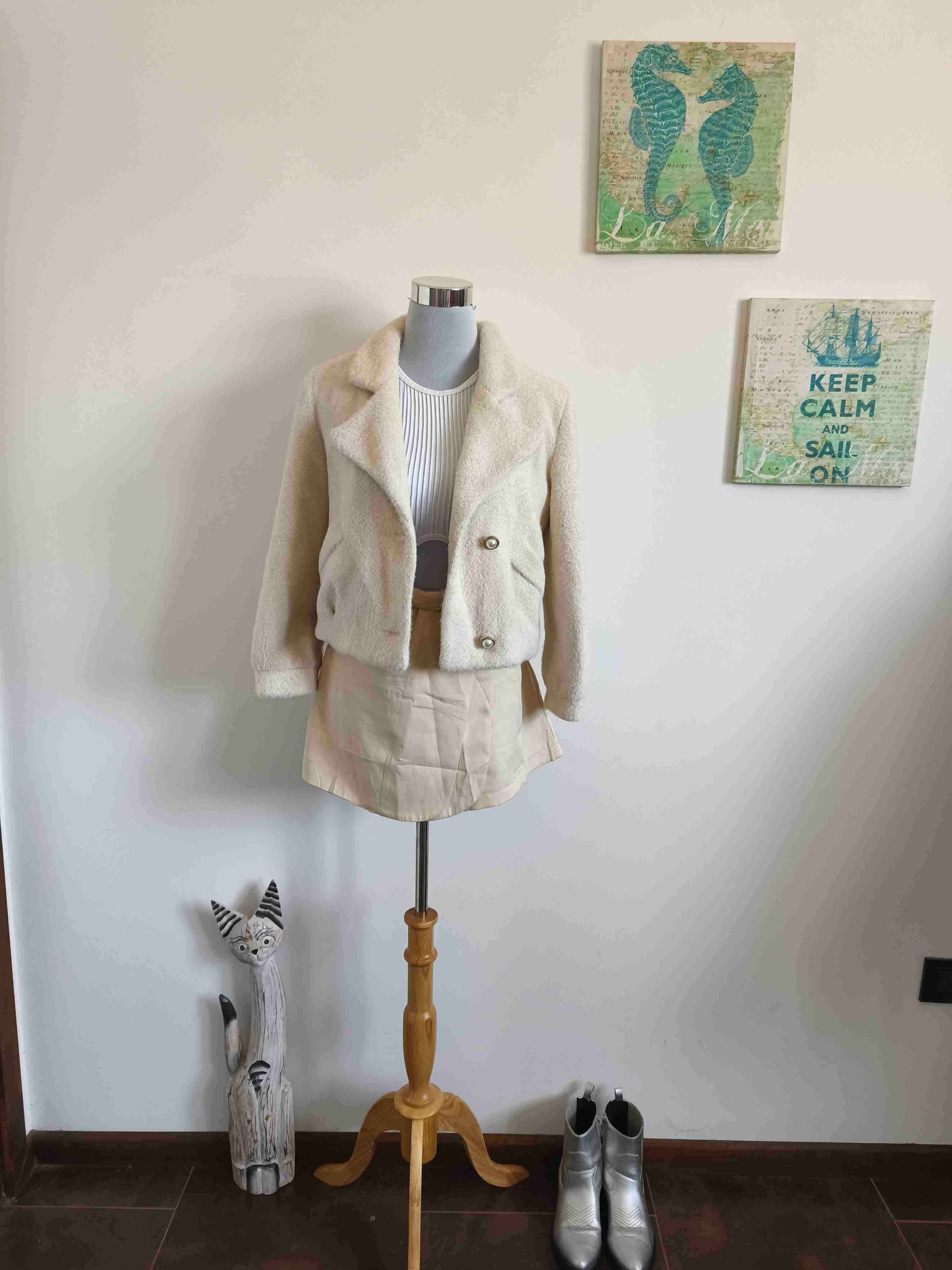 Chaqueta de lana beige - miniatura 3