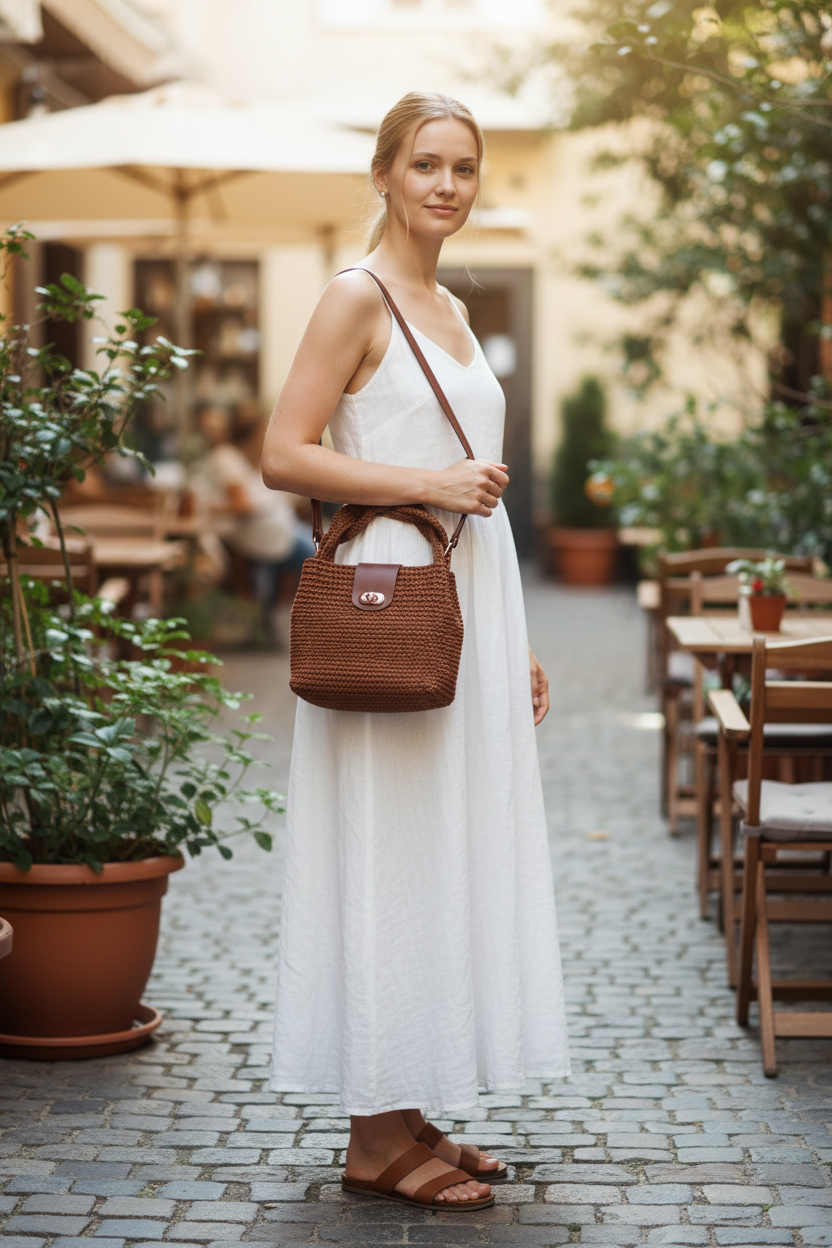 Bolso tejido marrón - 3