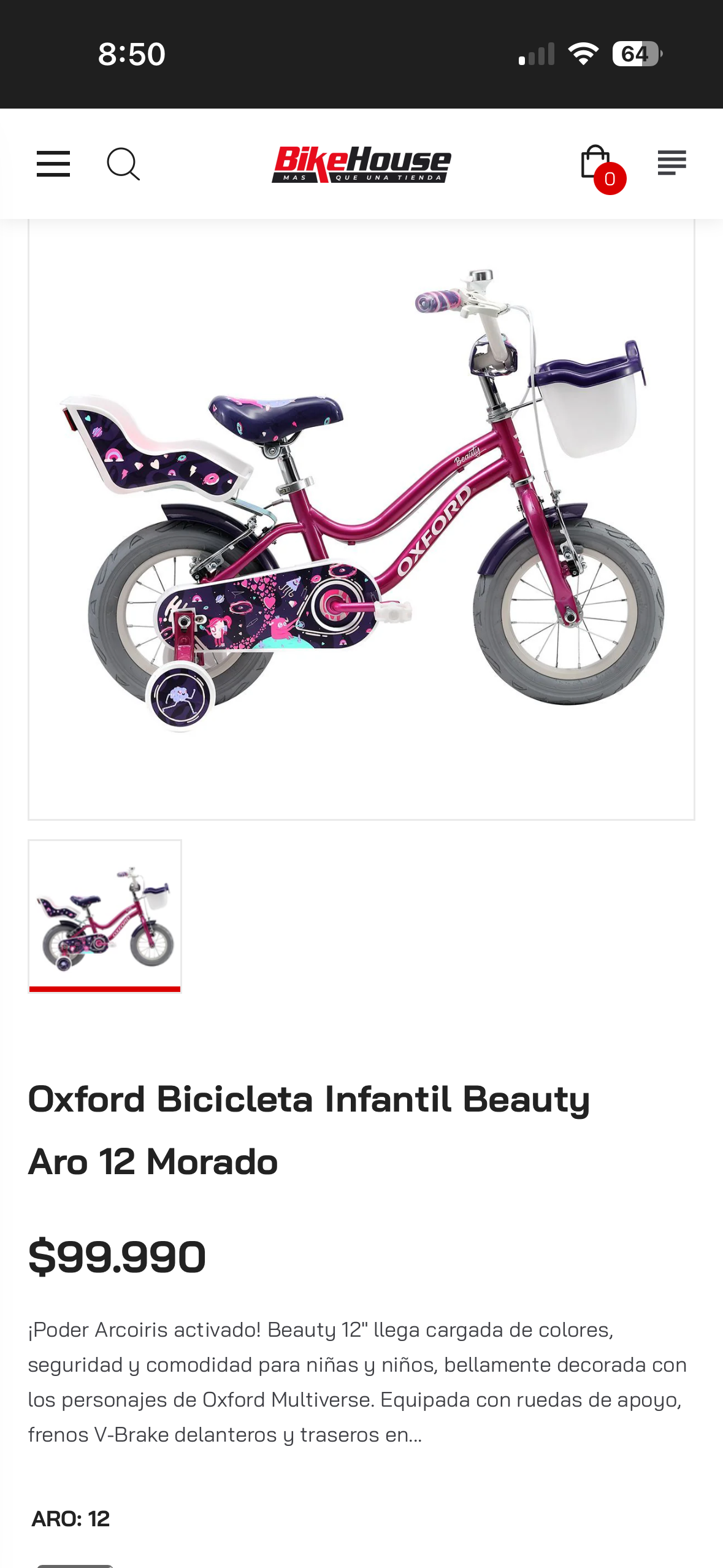 Bicicleta infantil Oxford fucsia - miniatura 5
