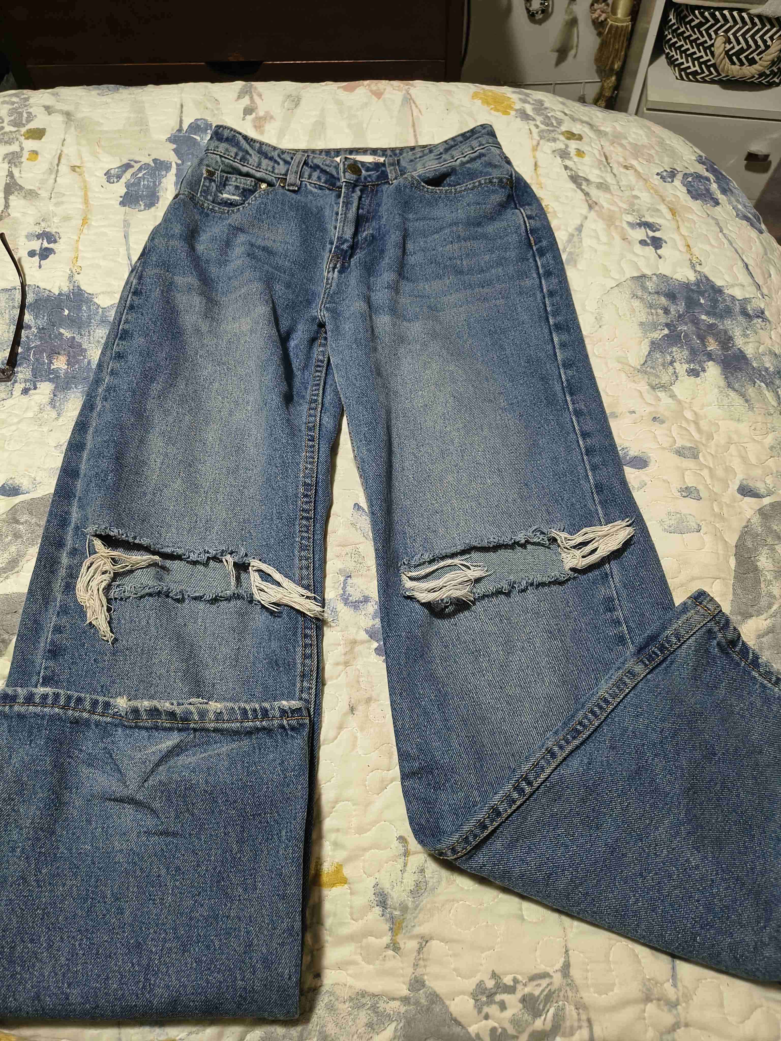 Jeans desgastados azules - 1