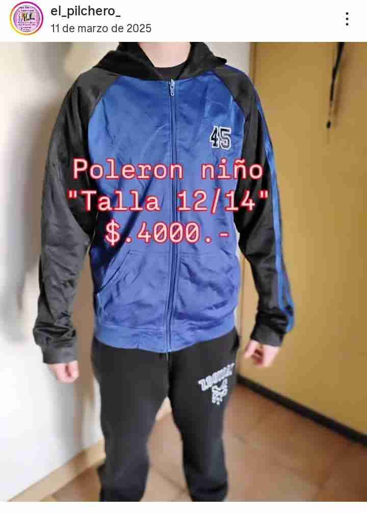 Polerón niño azul con capucha