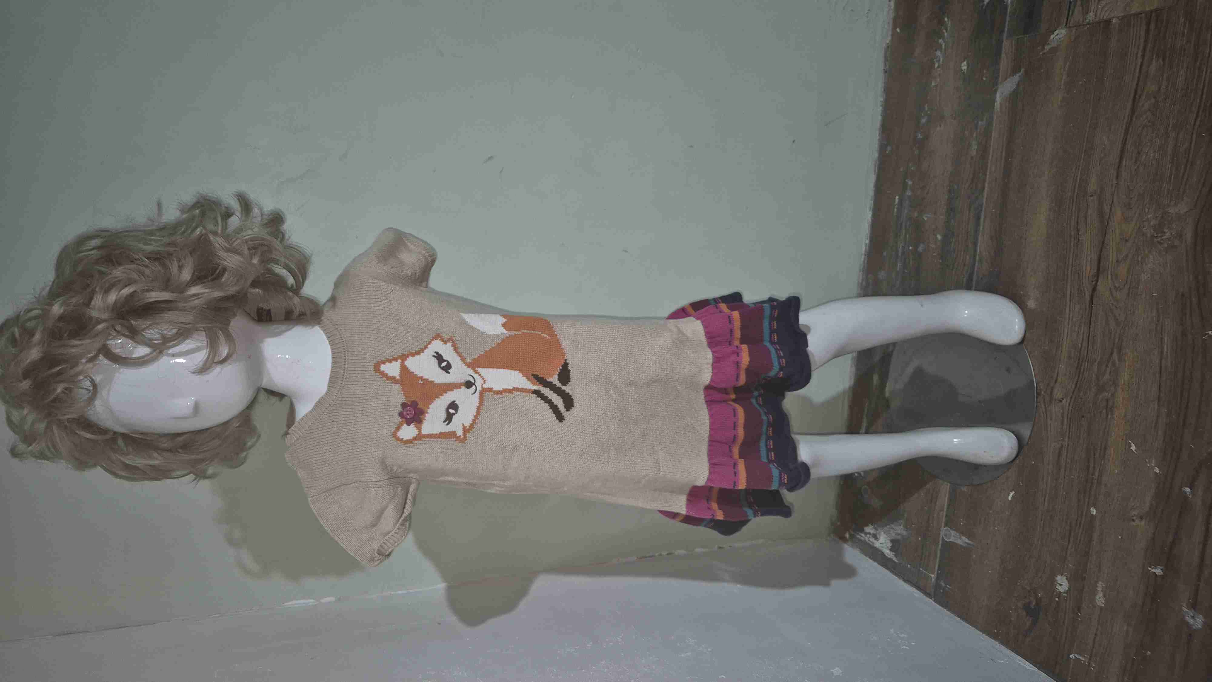 Vestido infantil a cuadros verde - 4