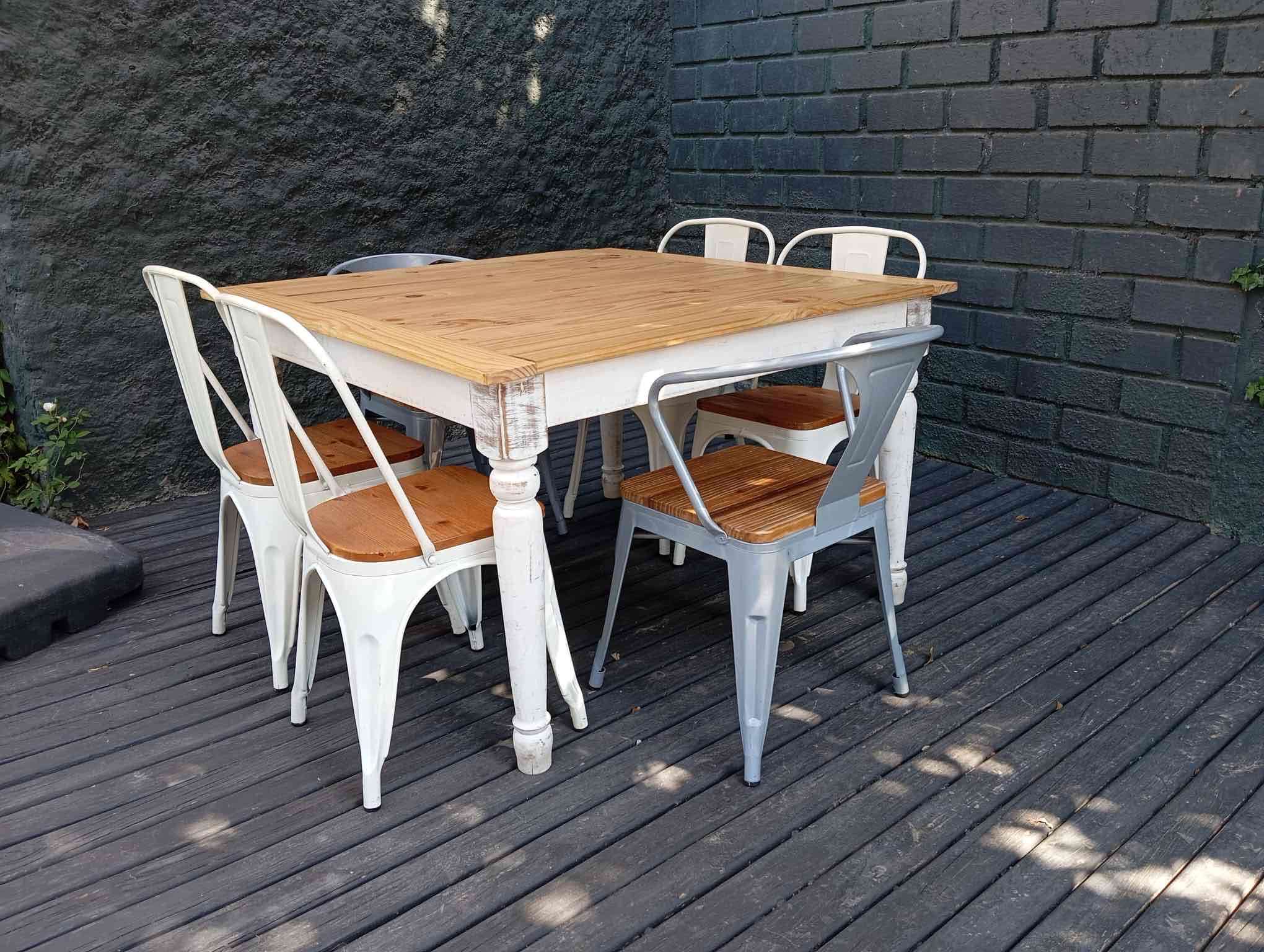 Conjunto comedor madera y sillas tolix - 3