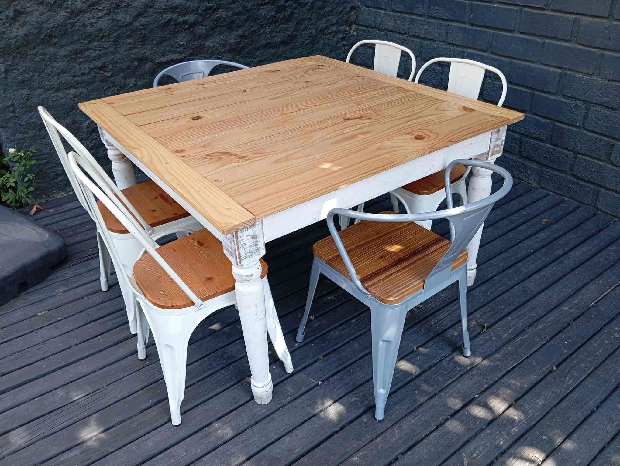 Conjunto comedor madera y sillas tolix - 4