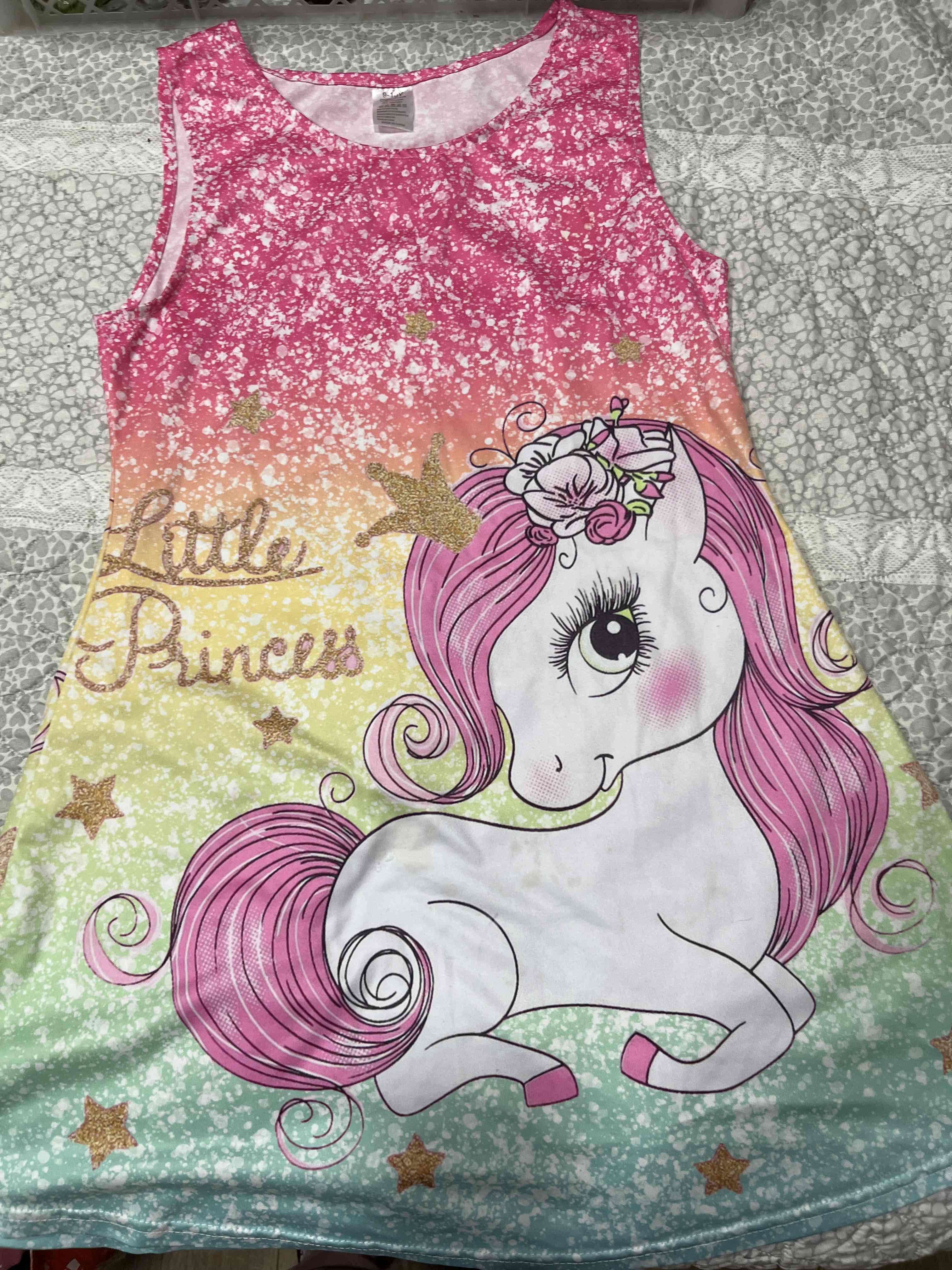 Vestido infantil unicornio colorido - miniatura 1