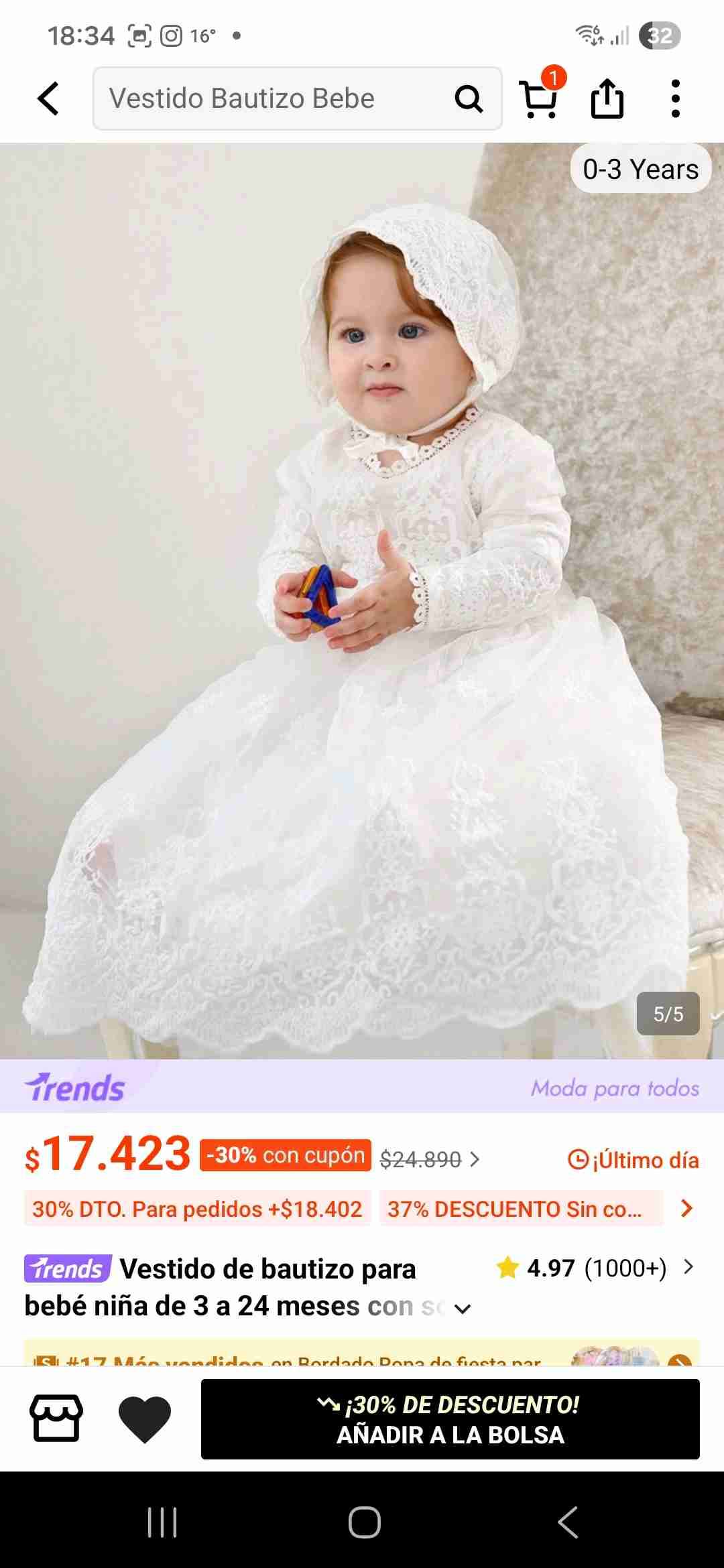 Vestido de bautizo elegante - 2