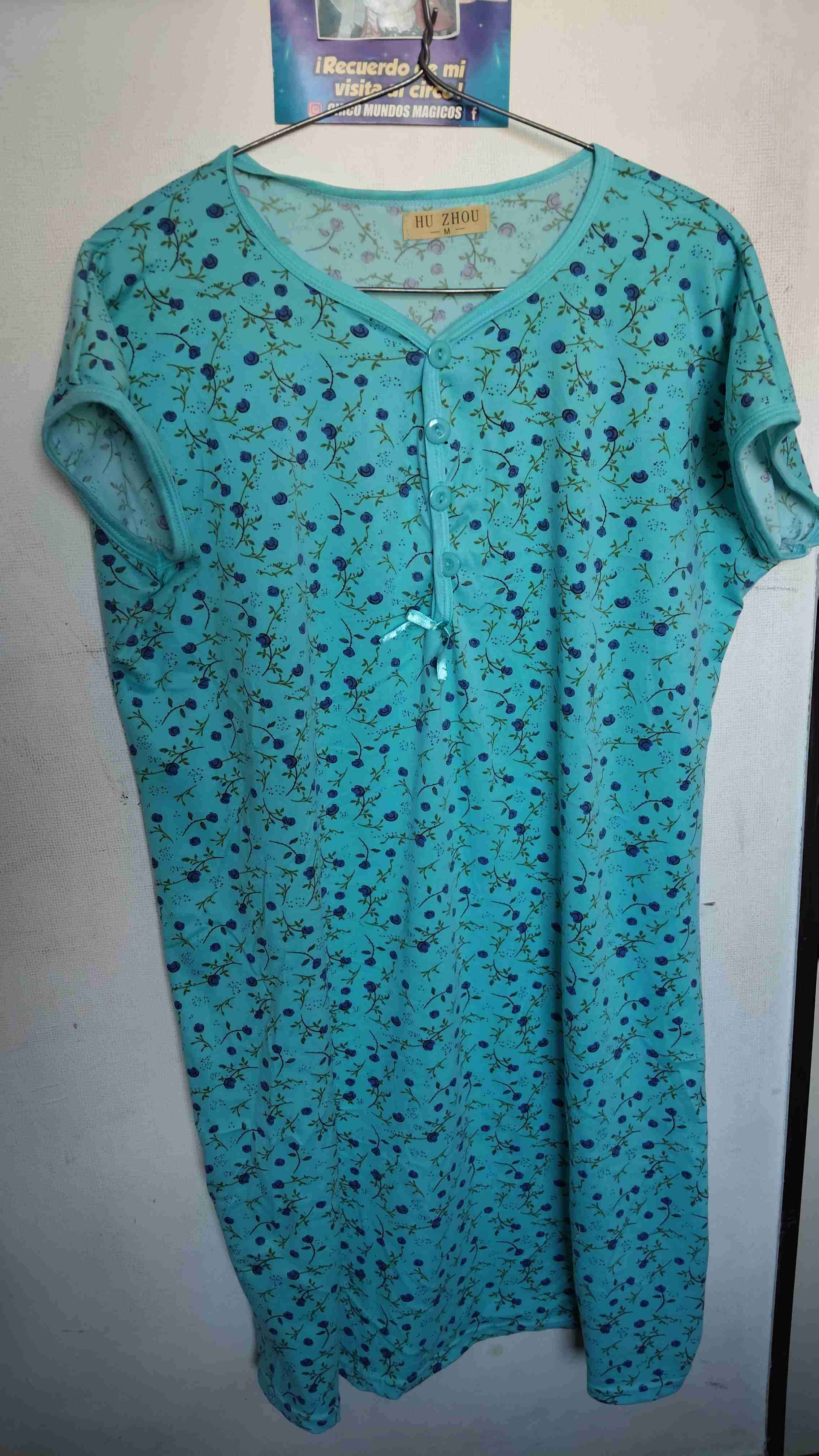 Pijama largo floral azul - 1
