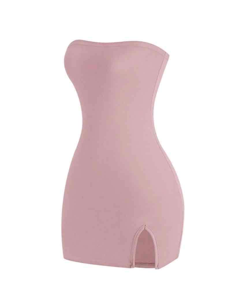 Vestido rosa sin tirantes