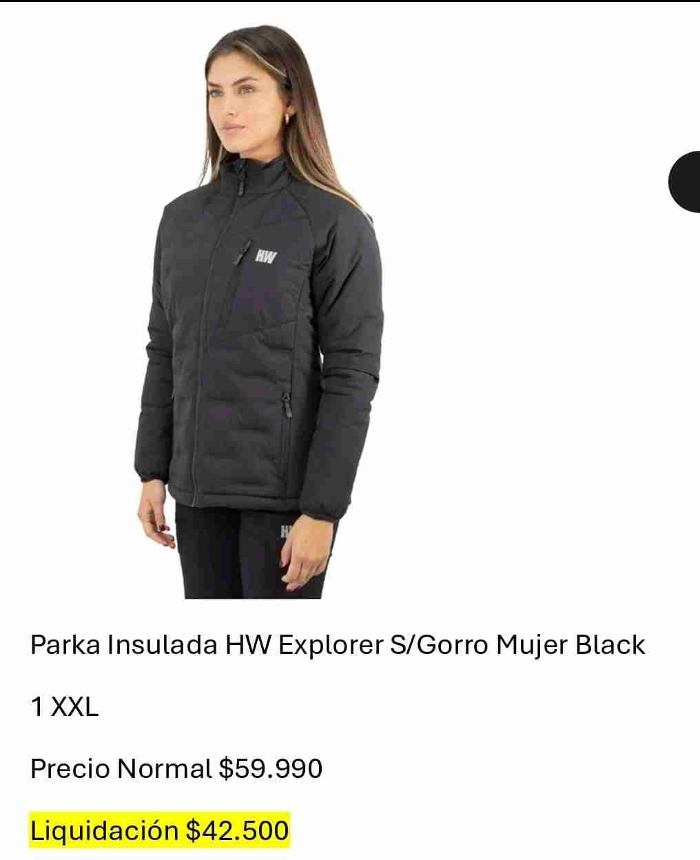 Parka insulada mujer negro HW