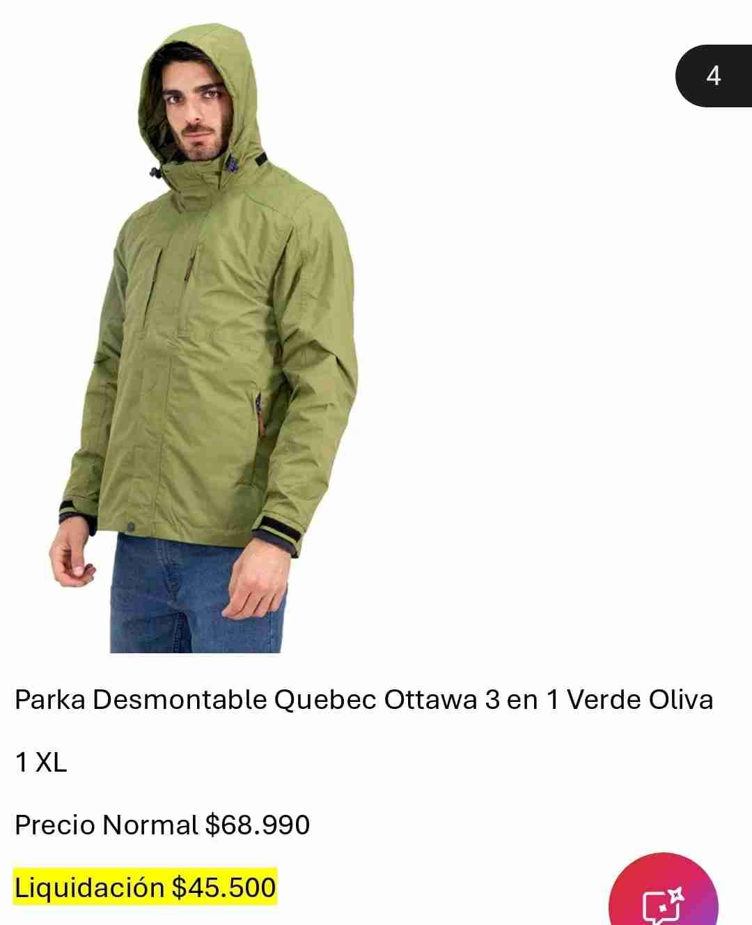 Parka verde oliva desmontable 3 en 1
