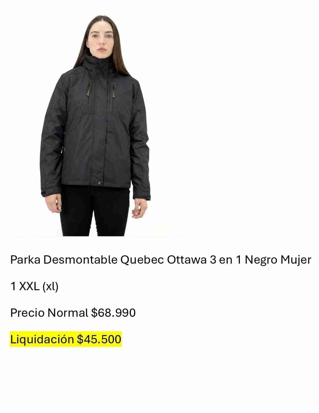 Parka desmontable negra mujer
