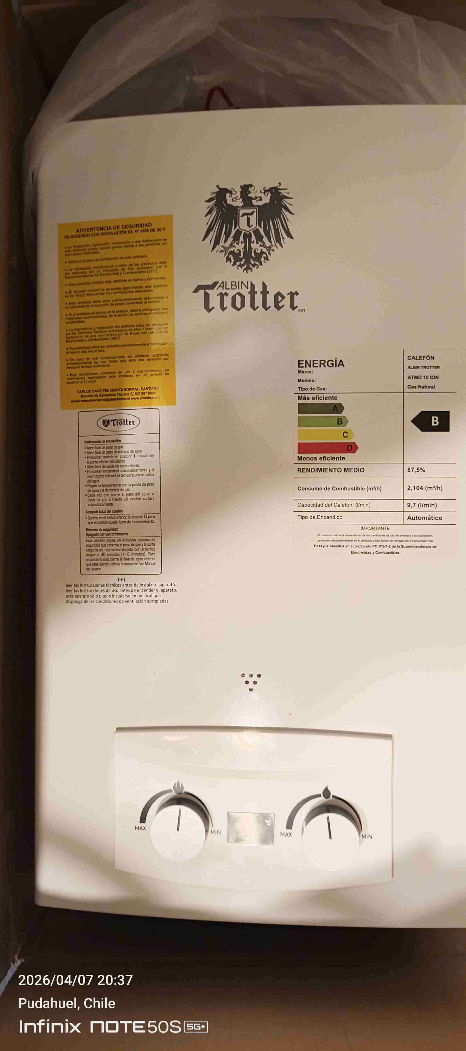 Calefón Albin Trotter a gas - miniatura 1