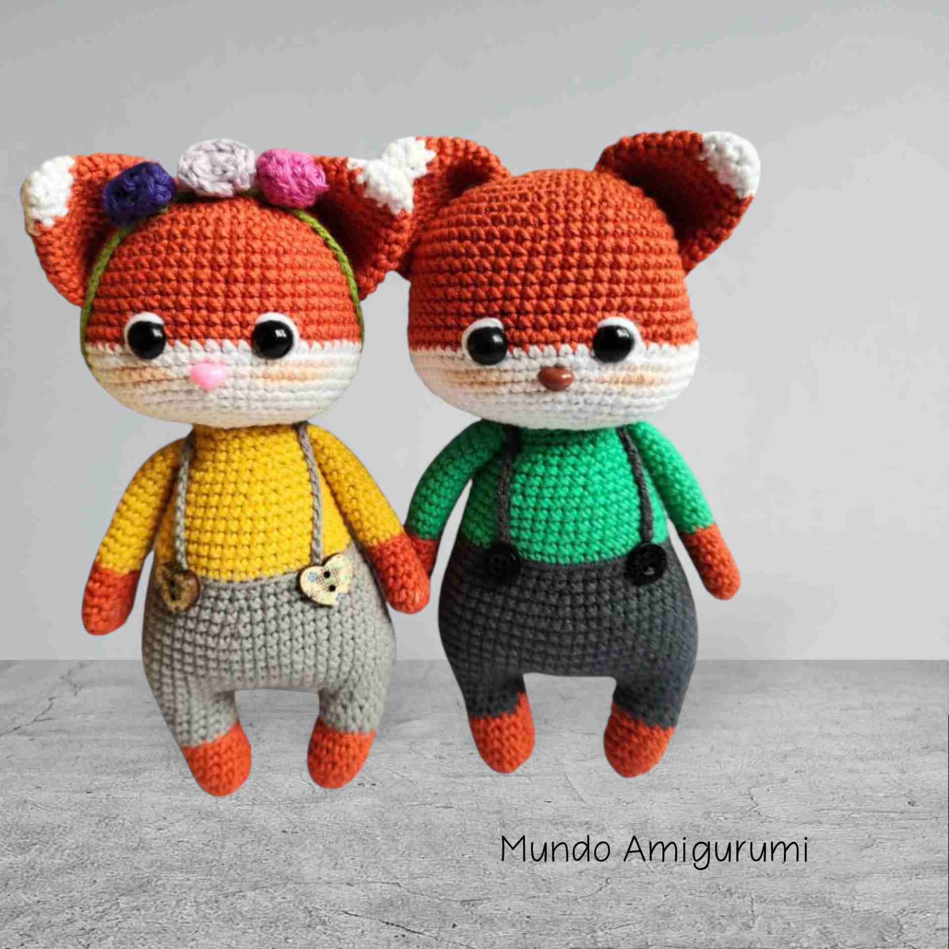 Muñecos amigurumi zorros - miniatura 1