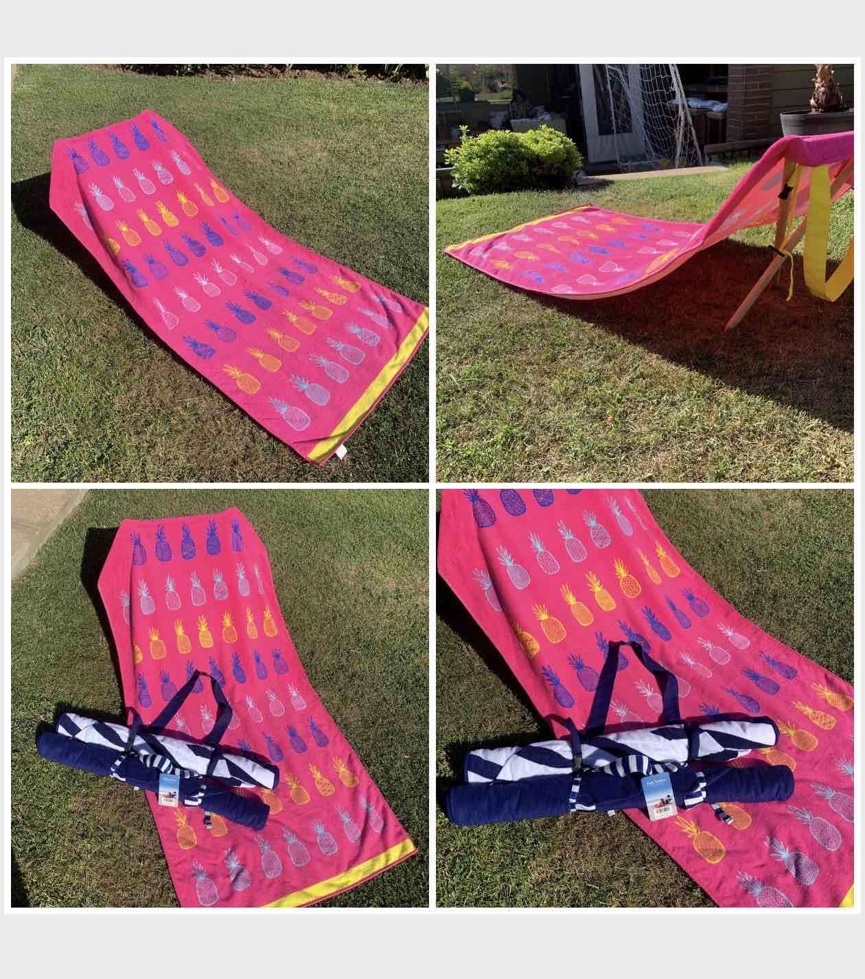 Toalla de playa con respaldo rosa estampada - miniatura 3