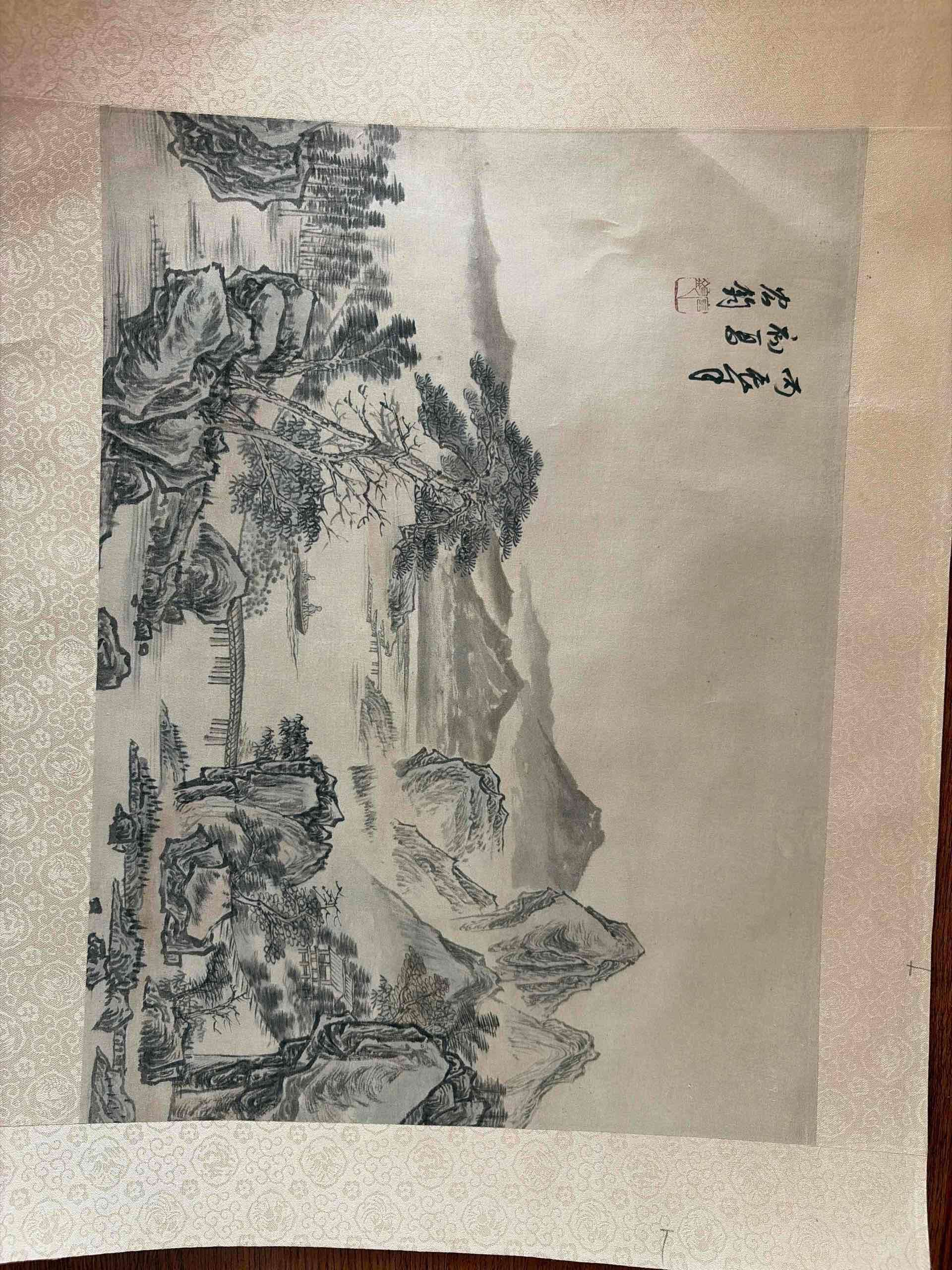 Antiguo par de Pinturas tradicional china paisajes - miniatura 2