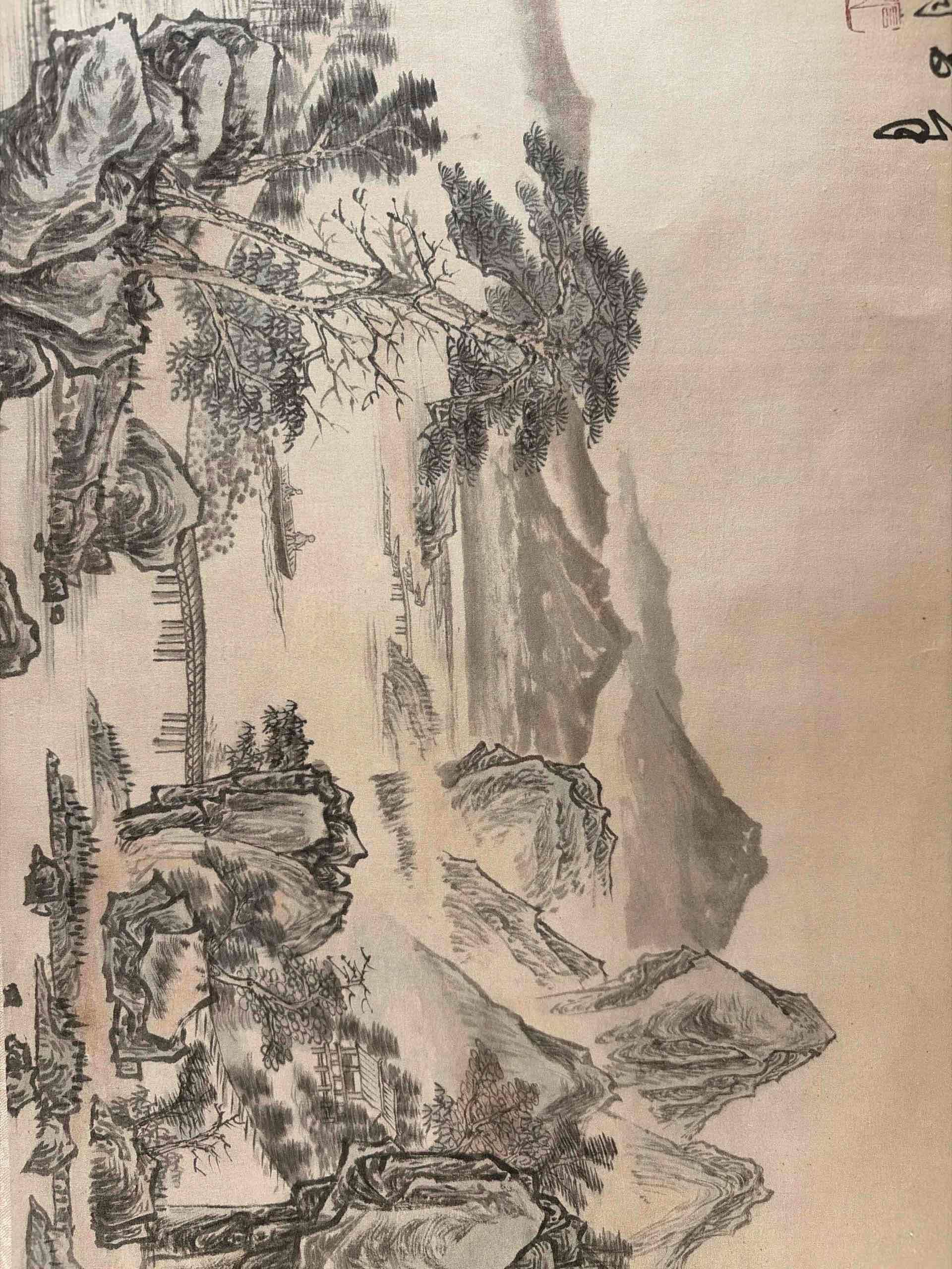 Antiguo par de Pinturas tradicional china paisajes - miniatura 6