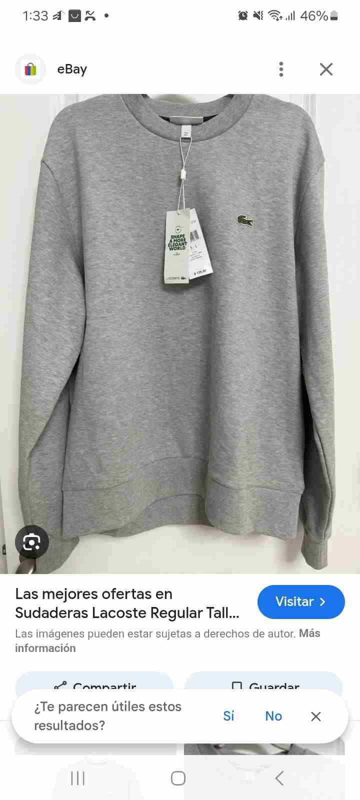 Polerón gris marca Lacoste - miniatura 1