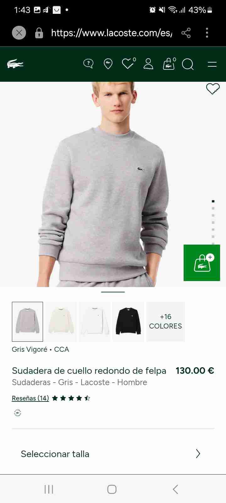 Polerón gris marca Lacoste - miniatura 6