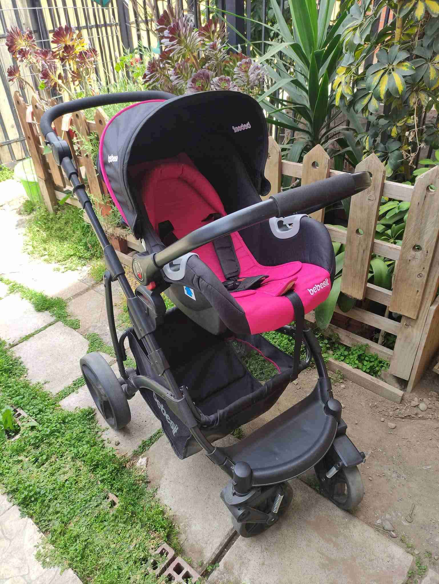 Coche de bebé Bebesit negro y rosado - 5