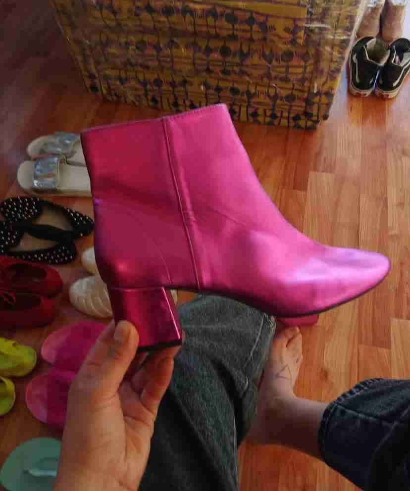 Botines rosados metálicos - 1