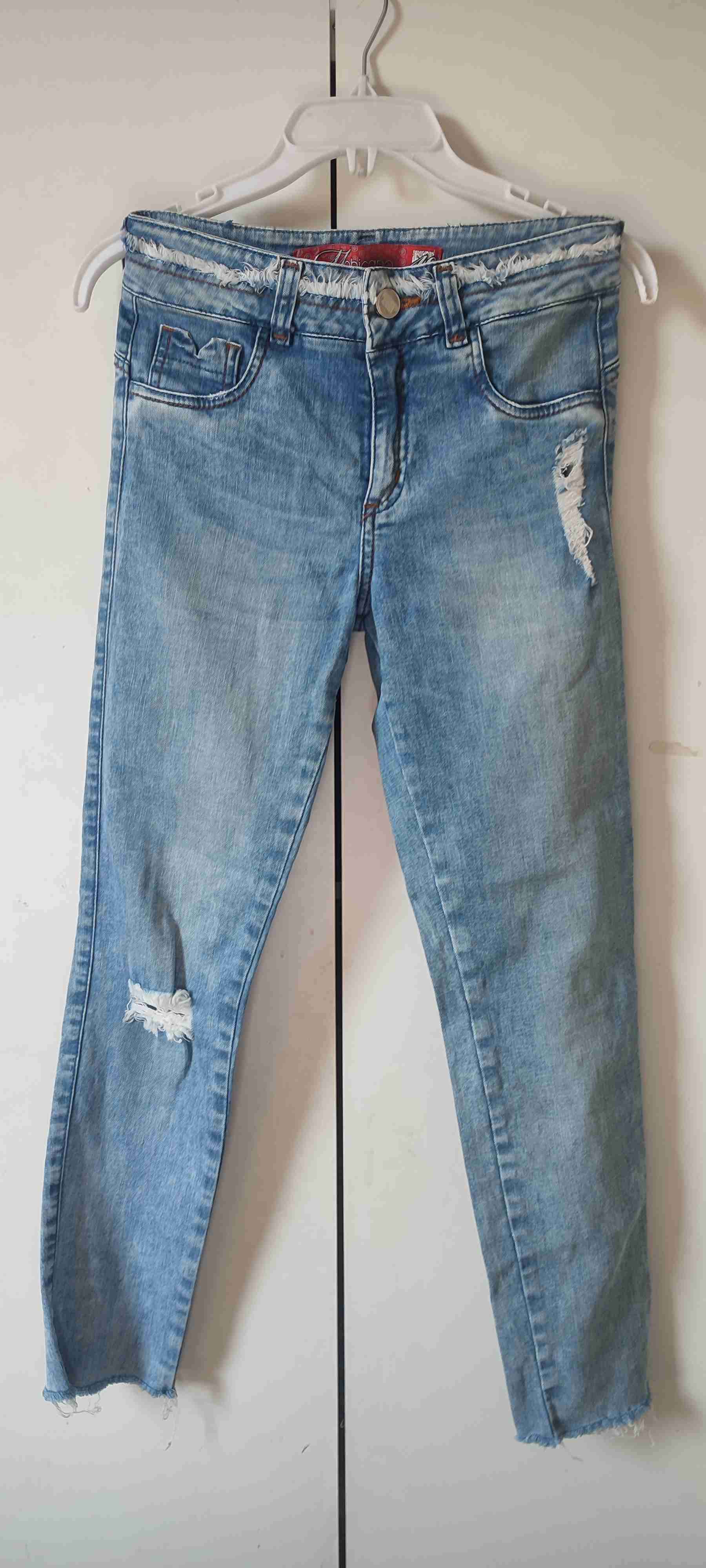 Jeans Mohicano semi pitillo azul desgastados - 1