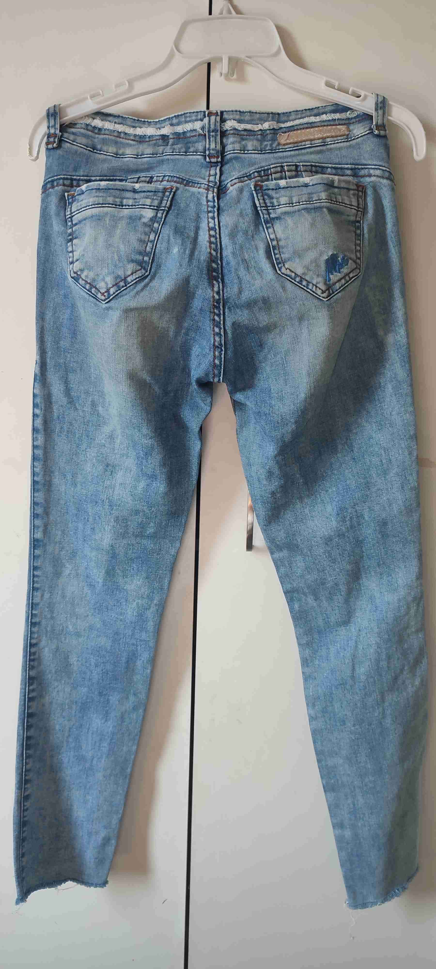 Jeans Mohicano semi pitillo azul desgastados - 2