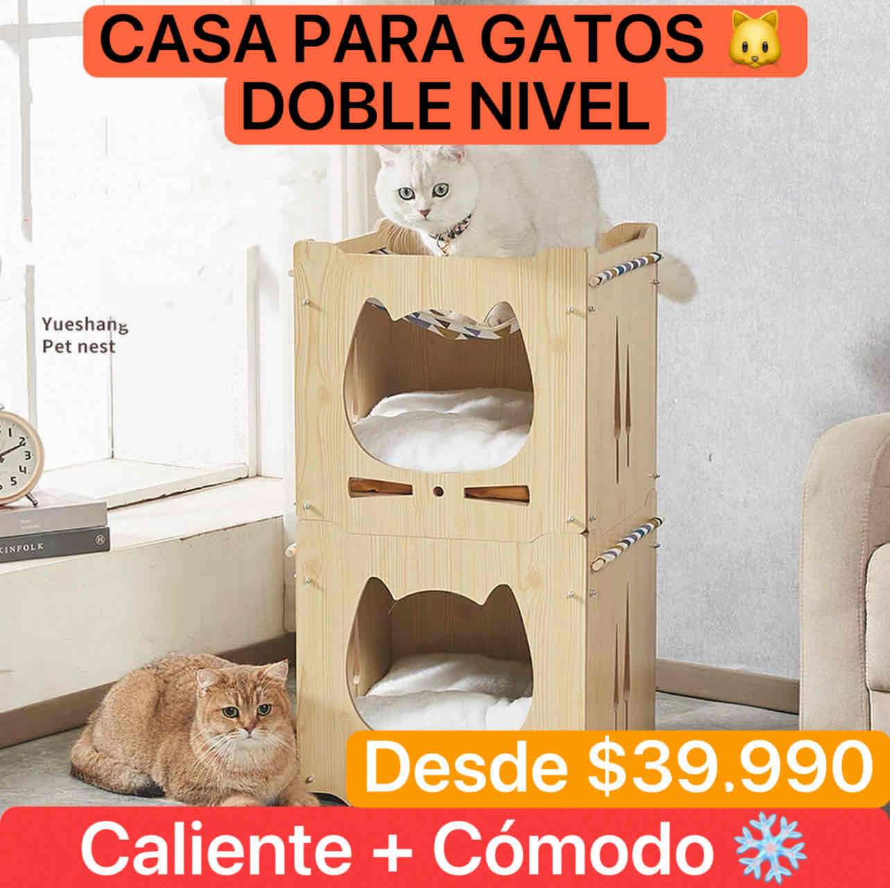 Casa doble nivel para gatos - miniatura 1