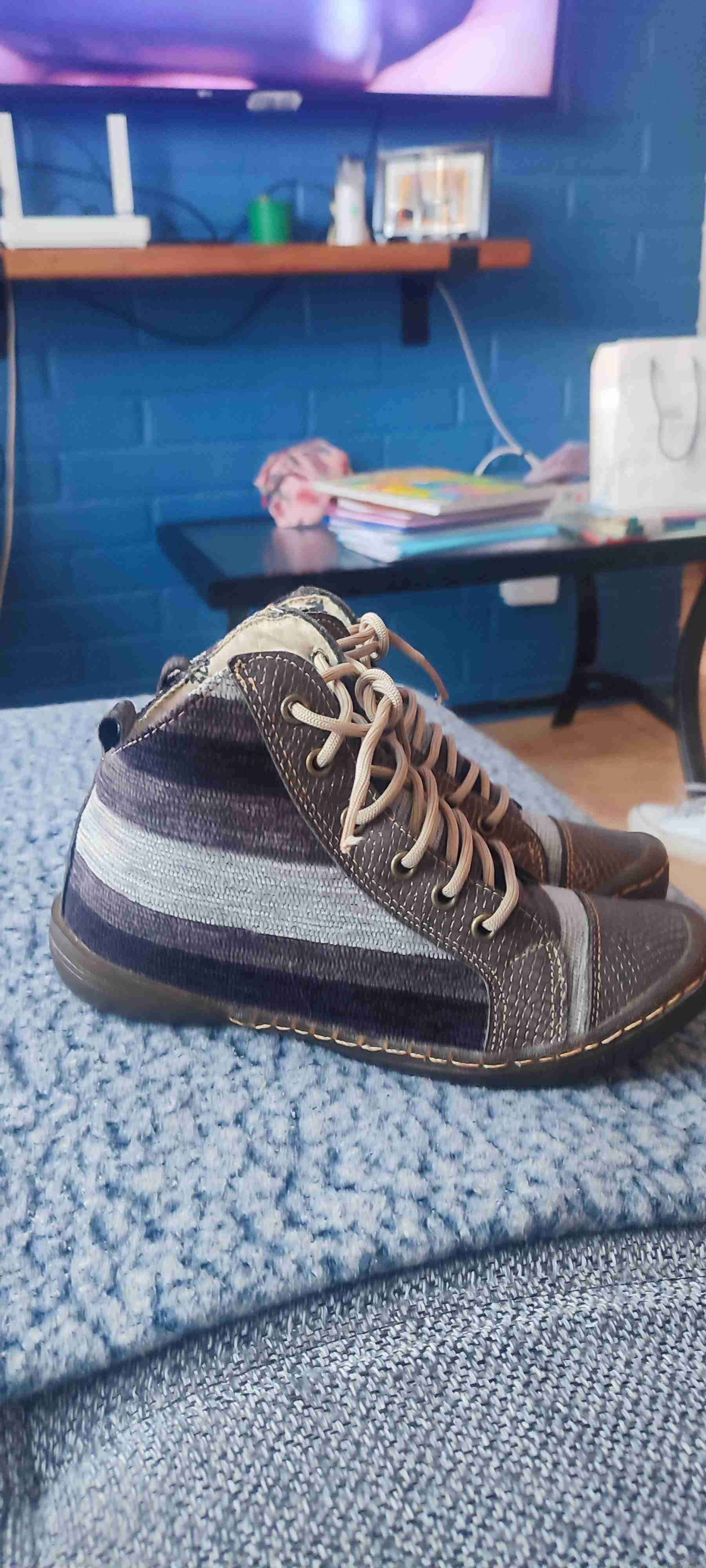 Zapatillas altas de tela rayada - miniatura 1