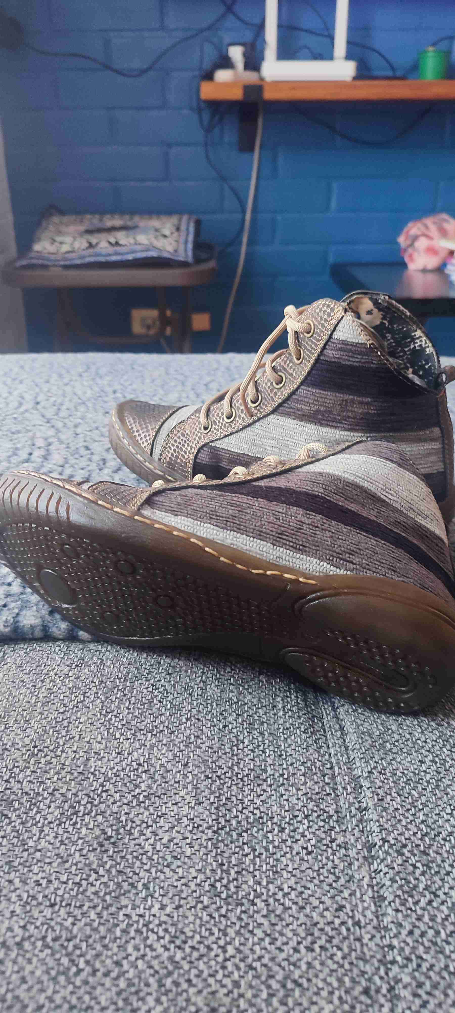 Zapatillas altas de tela rayada - miniatura 4