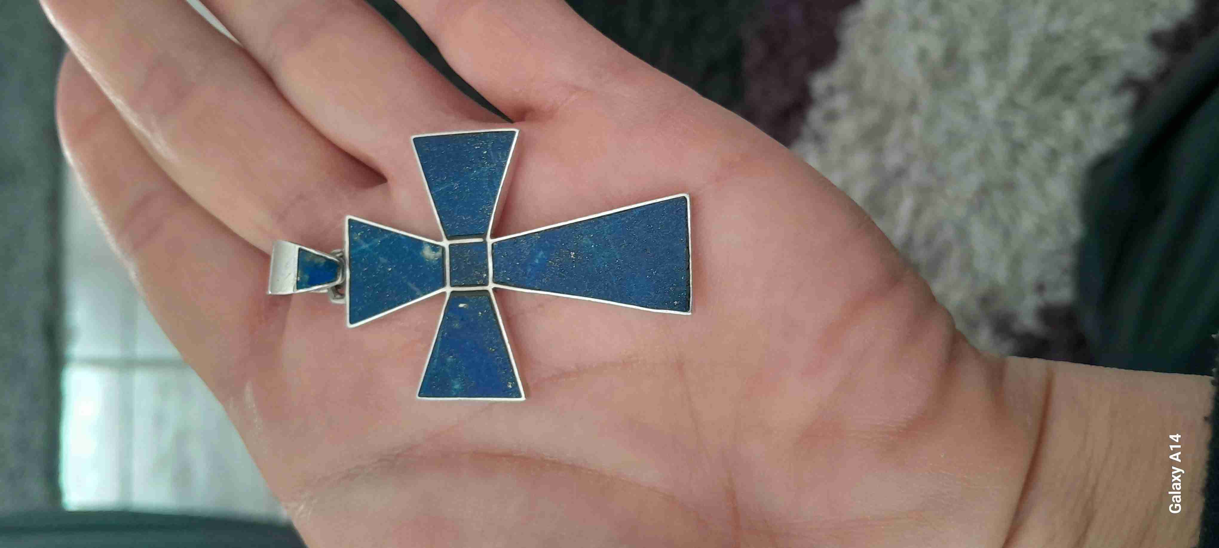 Colgante lapislazuli azul en plata 925 vintage - miniatura 1