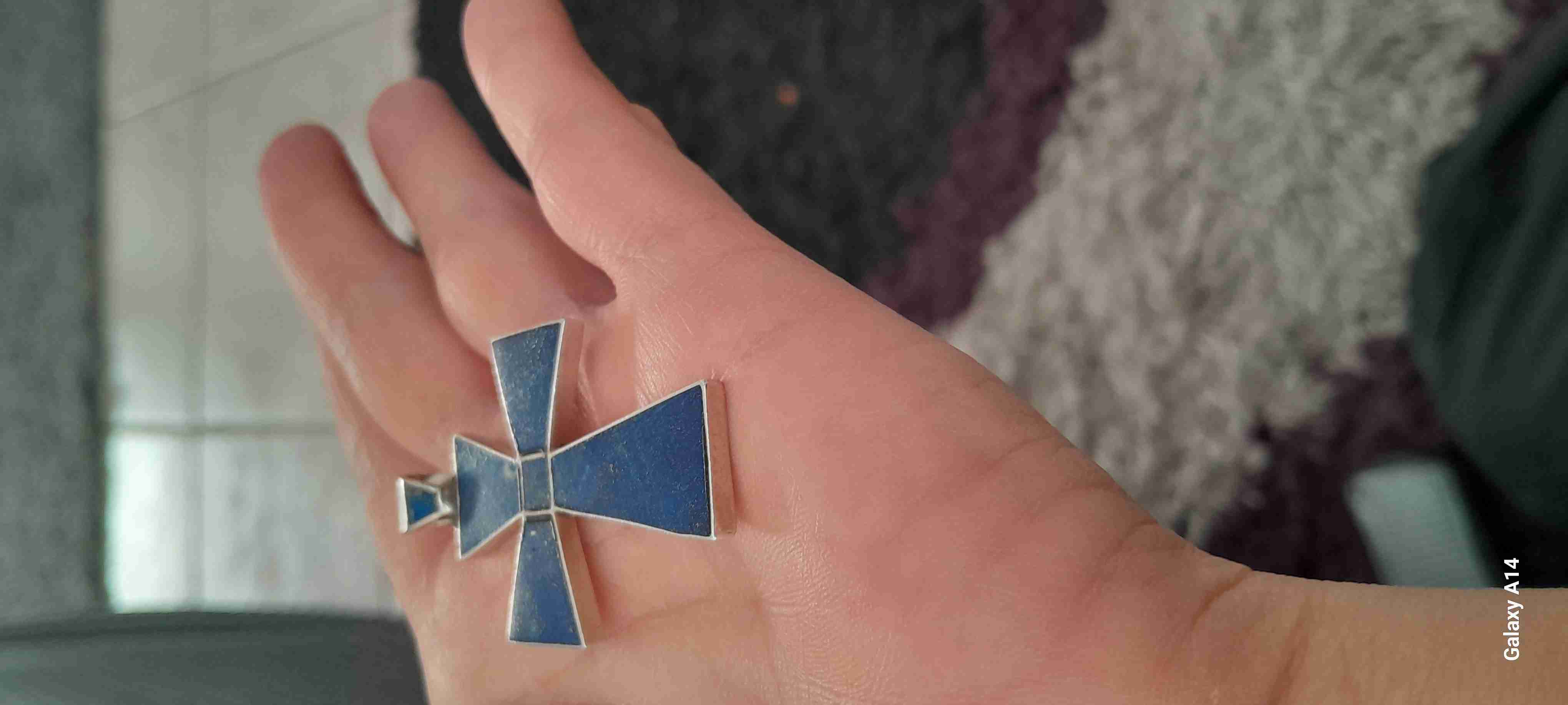 Colgante lapislazuli azul en plata 925 vintage - miniatura 2