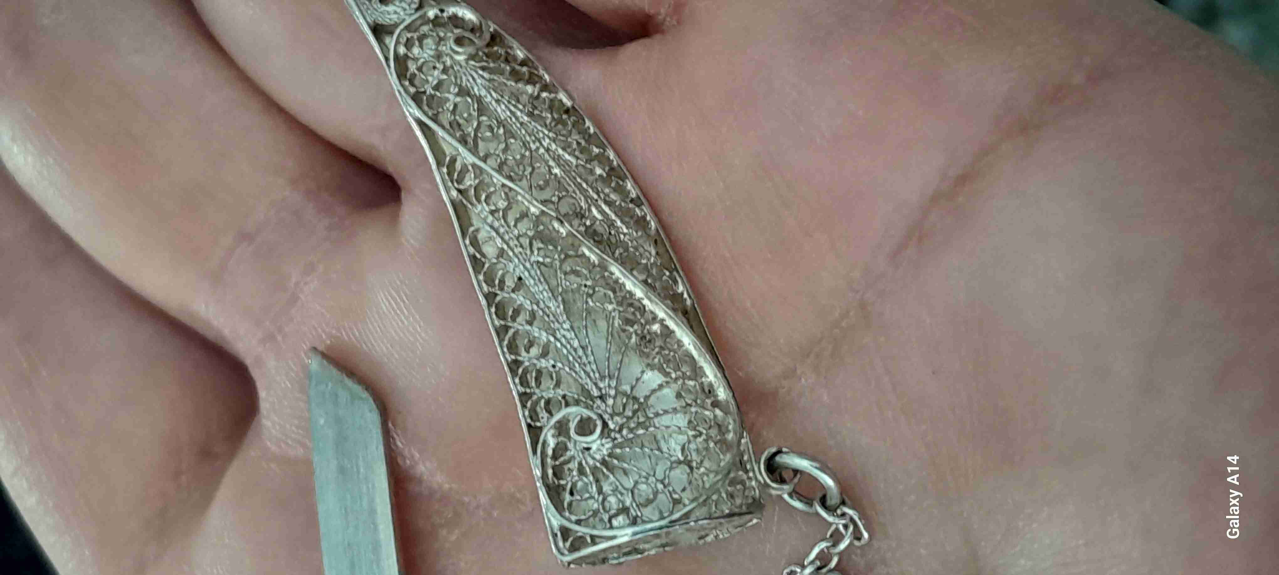 Prendedor vintage Cuchillo  plata filigrana - miniatura 4