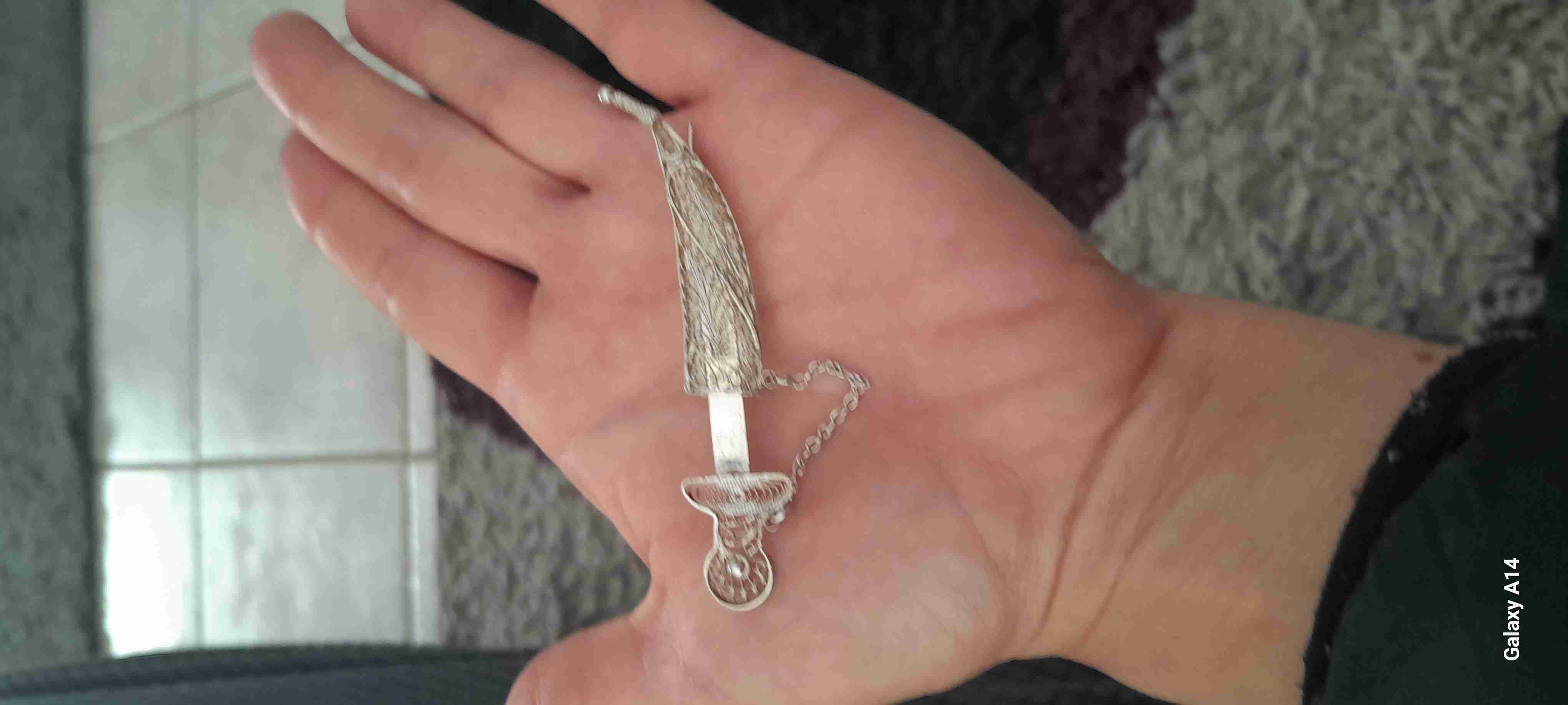 Prendedor vintage Cuchillo  plata filigrana - miniatura 5