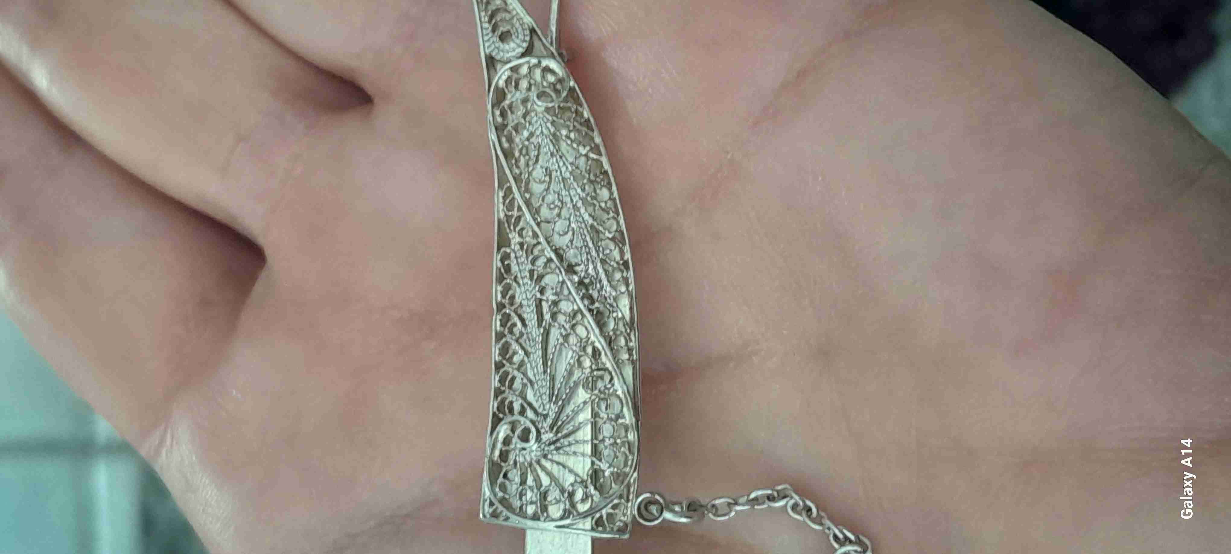 Prendedor vintage Cuchillo  plata filigrana - miniatura 6