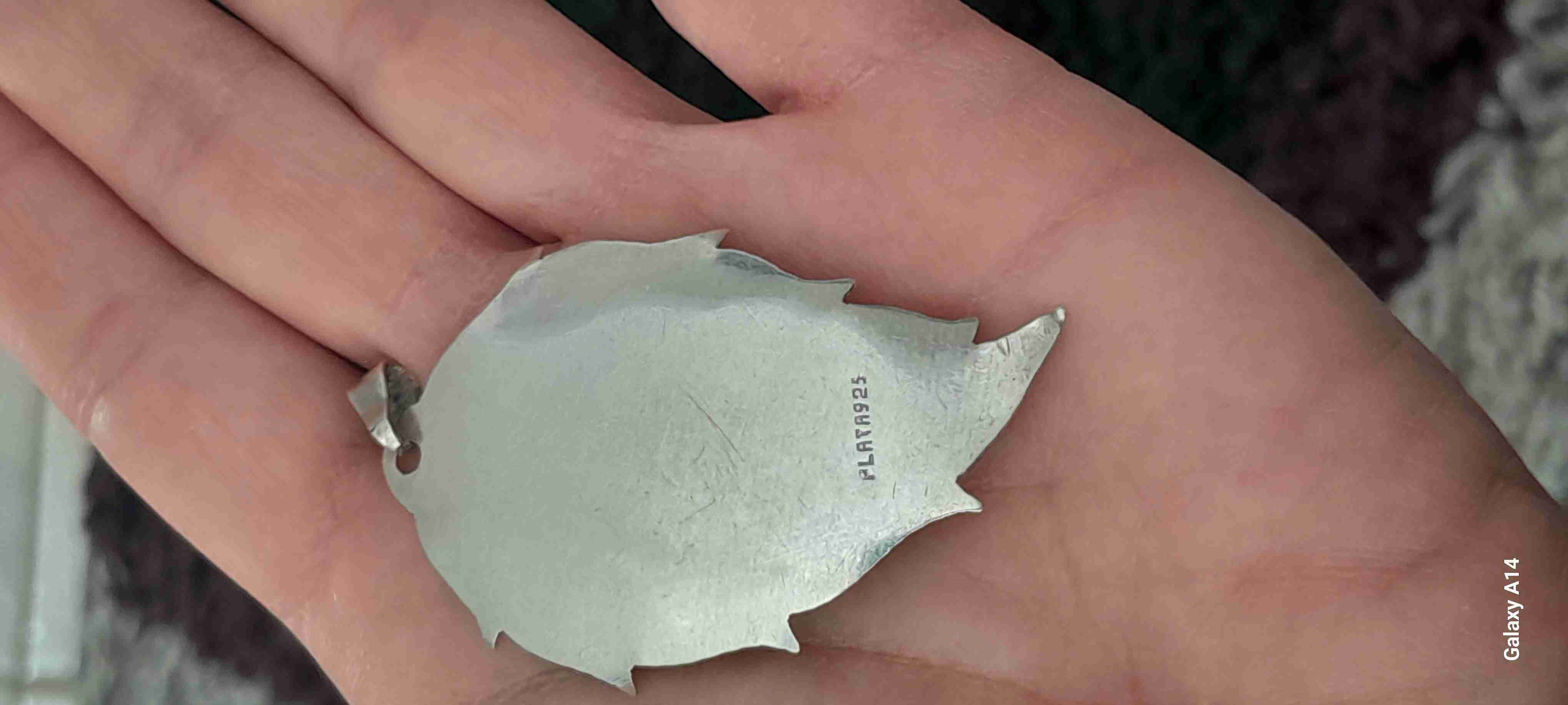 Medallón religioso en forma de hoja plata 970 - miniatura 3