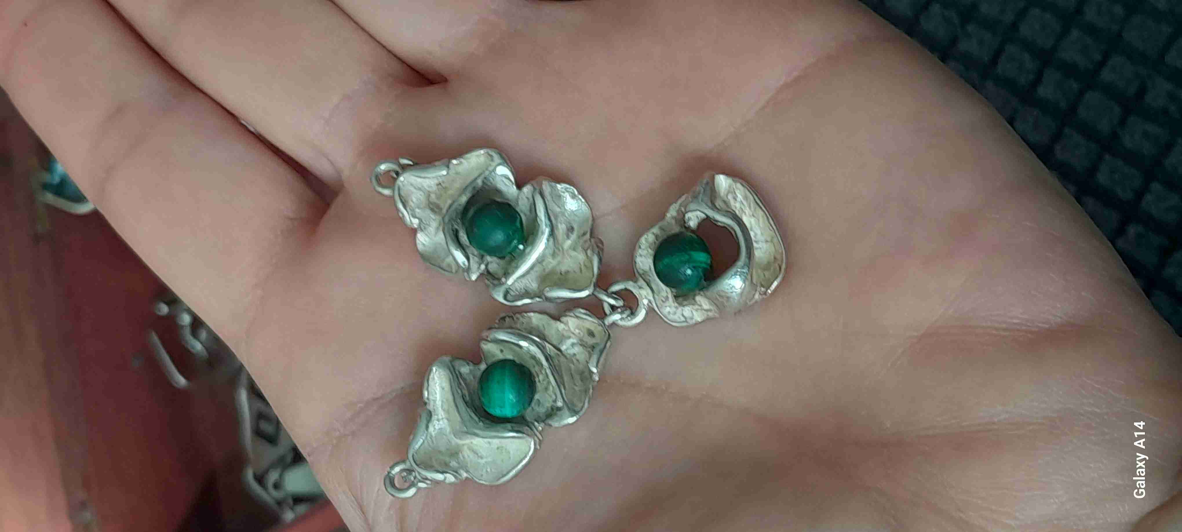 Colgante de plata con piedras verdes 925 - miniatura 2