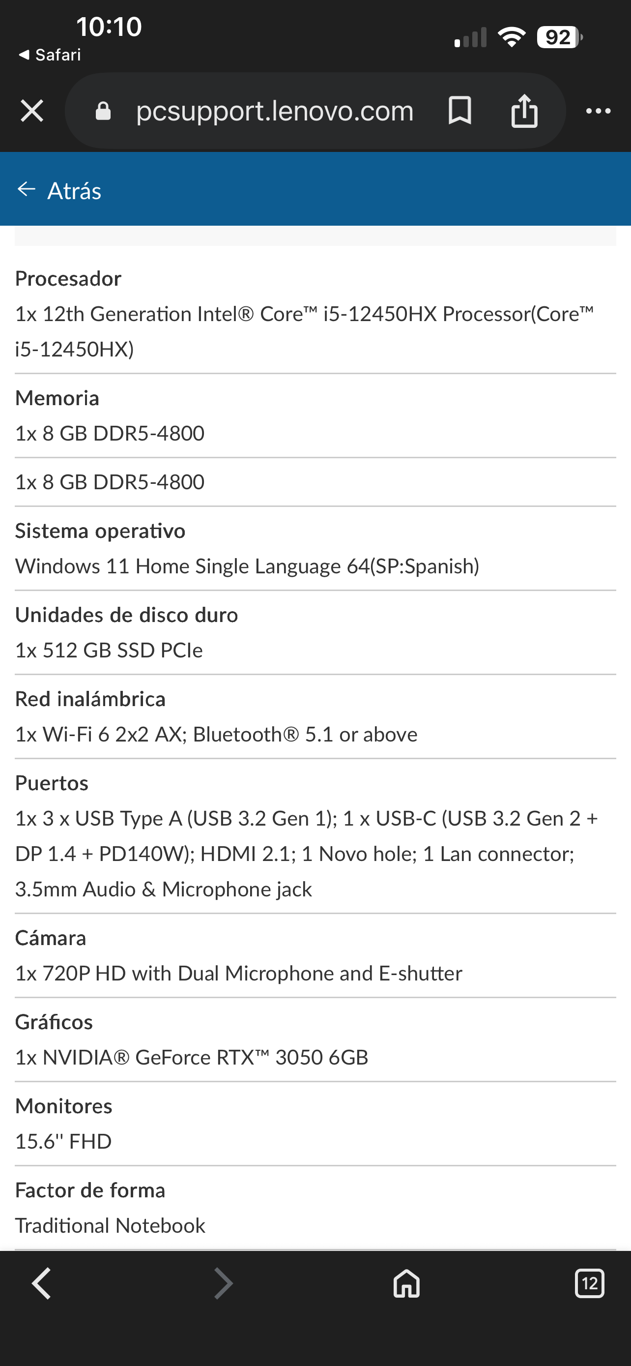 Laptop con procesador Intel Core - 5