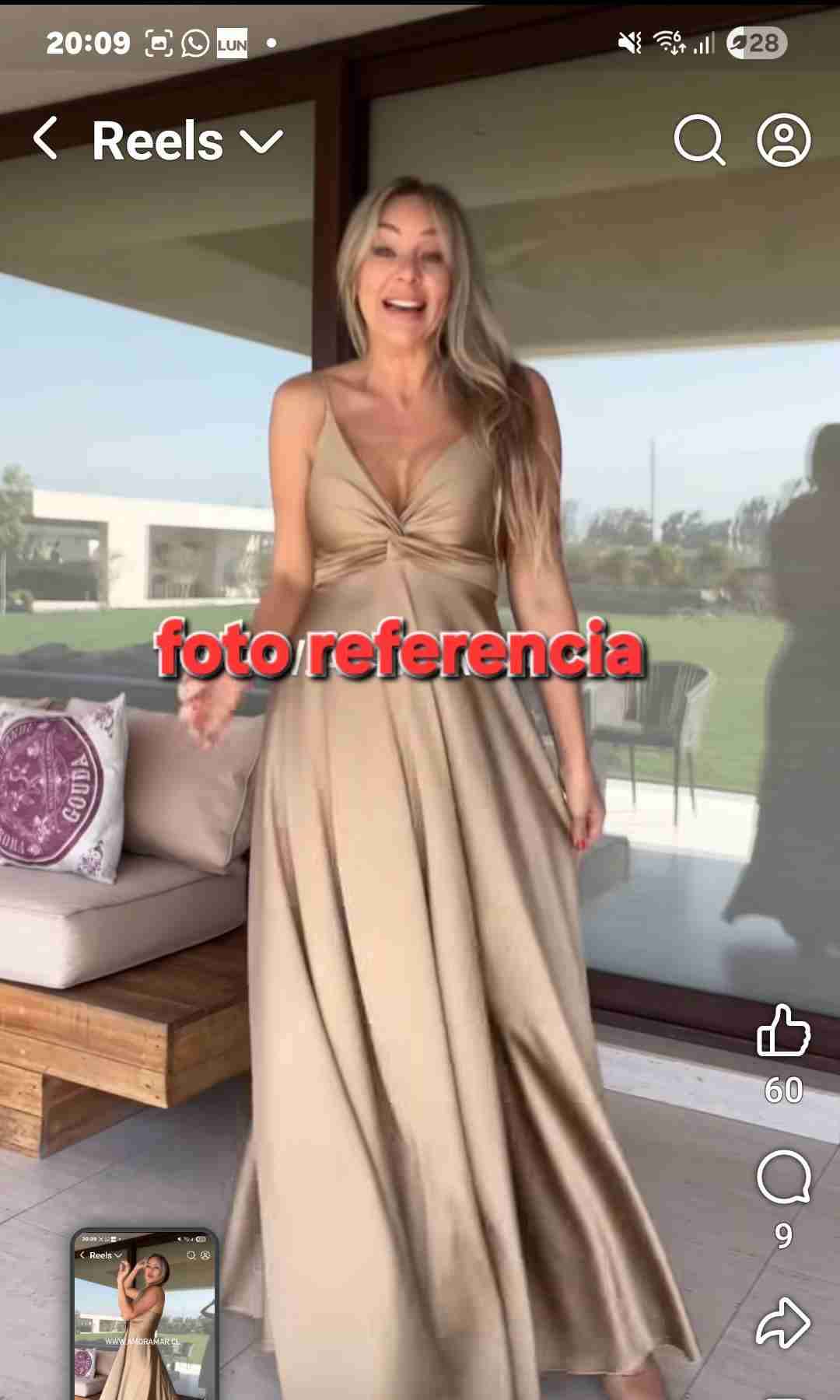 Vestido largo de fiesta beige - miniatura 2