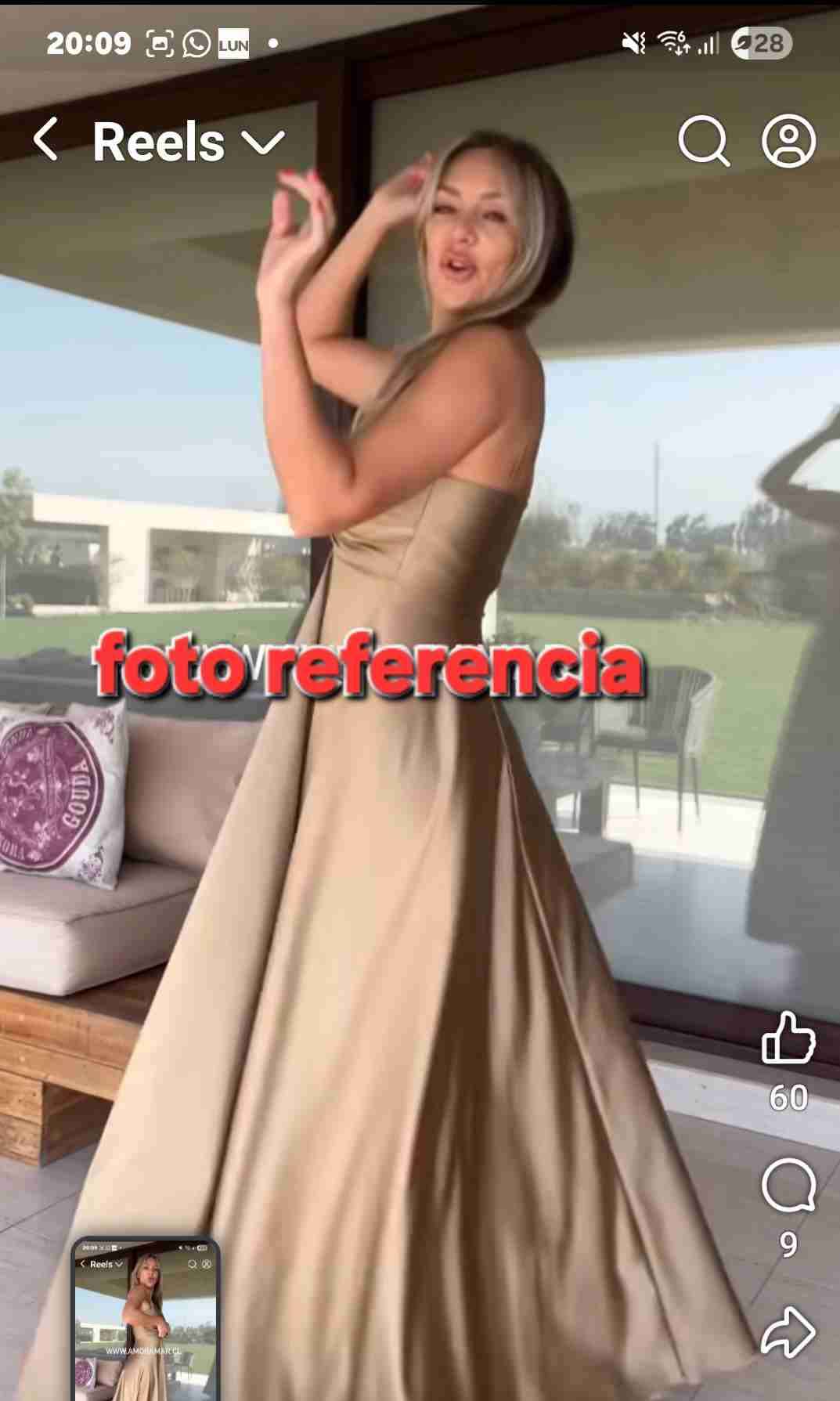 Vestido largo de fiesta beige - miniatura 3