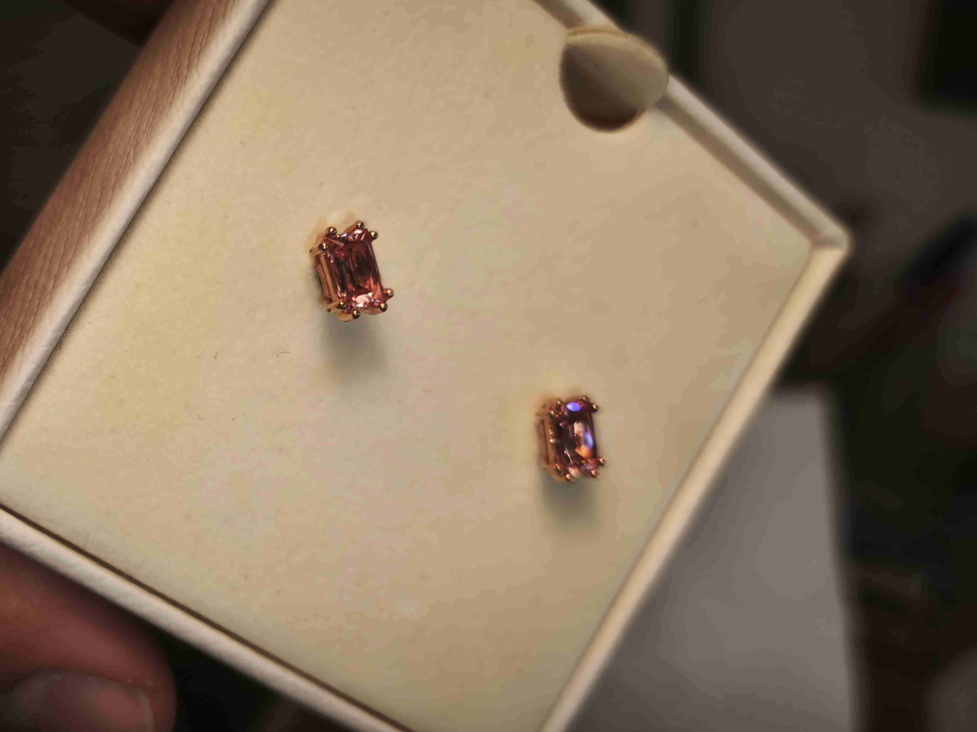 Aros Swarovski rosados en caja - 6