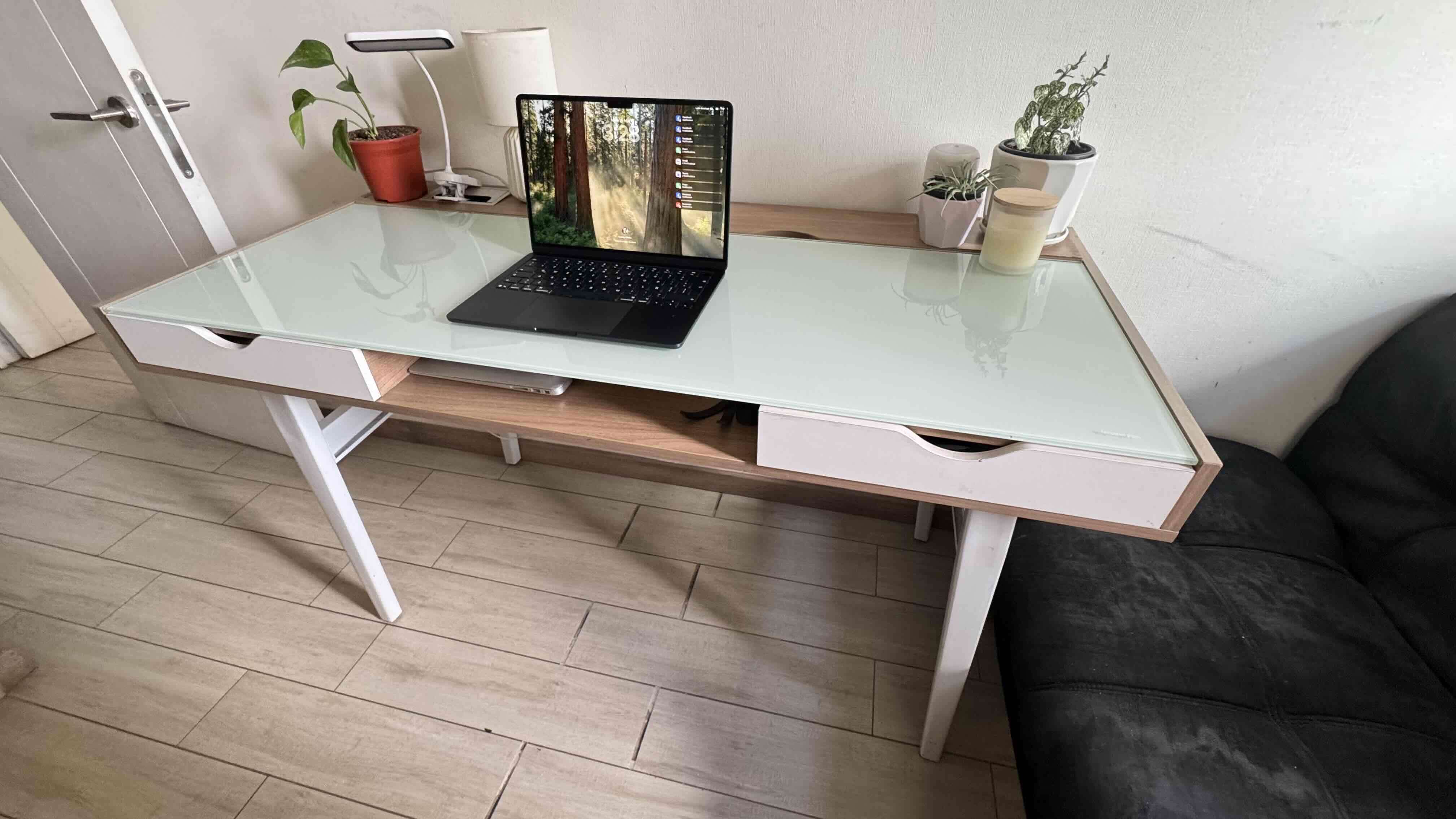 Escritorio de vidrio templado con cajones - miniatura 3