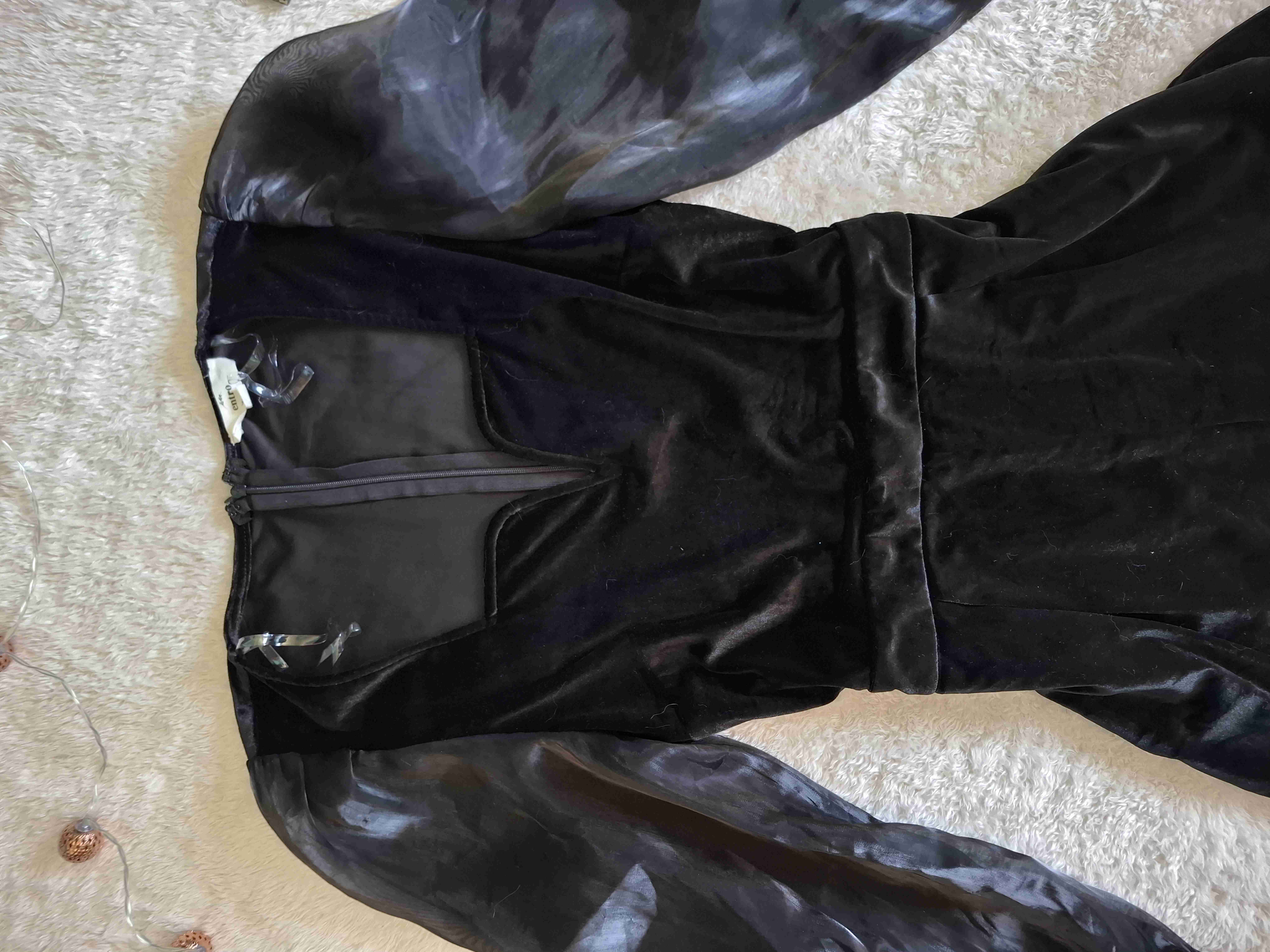 Enterito negro con mangas transparentes - 2