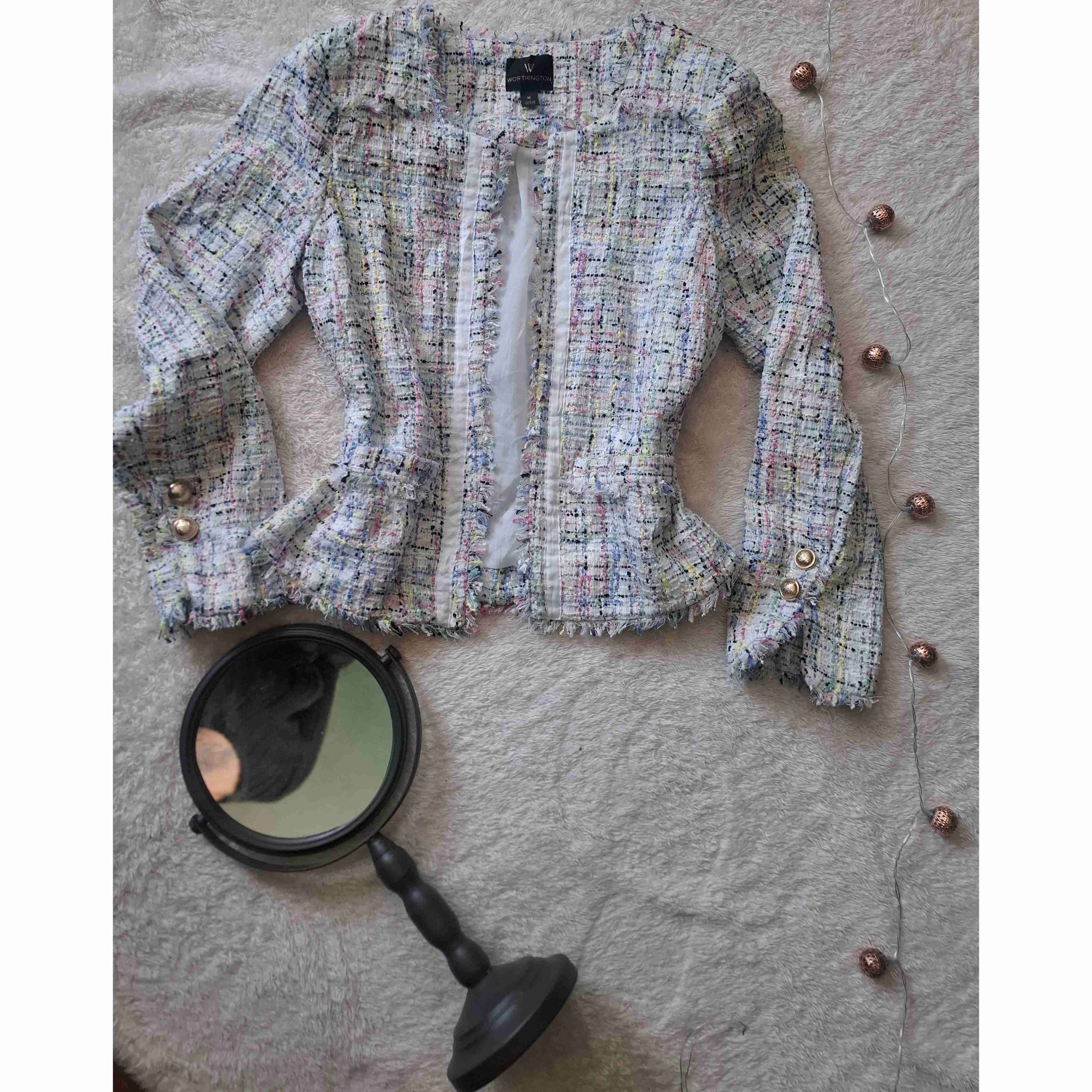 Chaqueta de tweed multicolor - miniatura 1