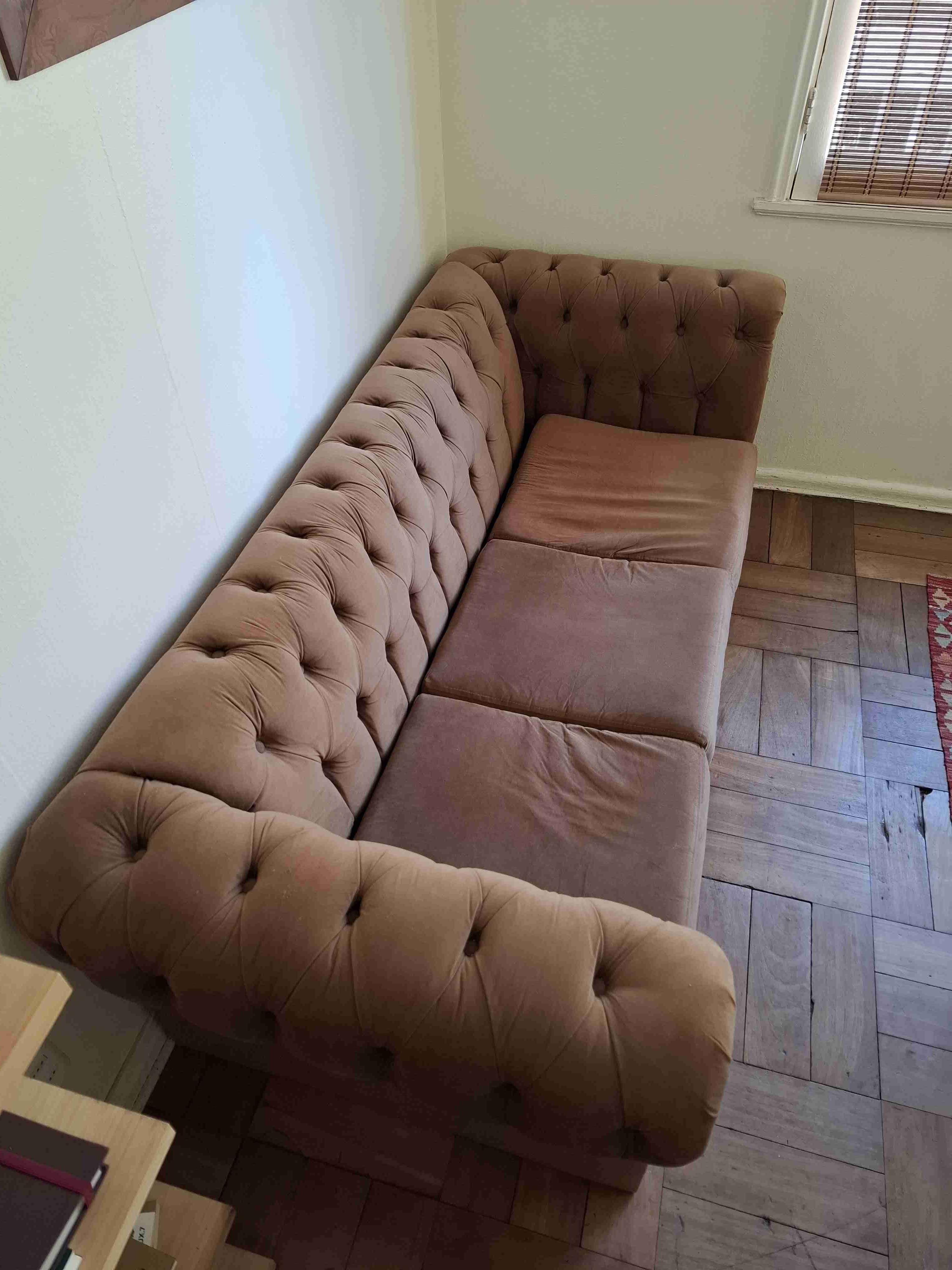 Sofá clásico de terciopelo café - miniatura 2