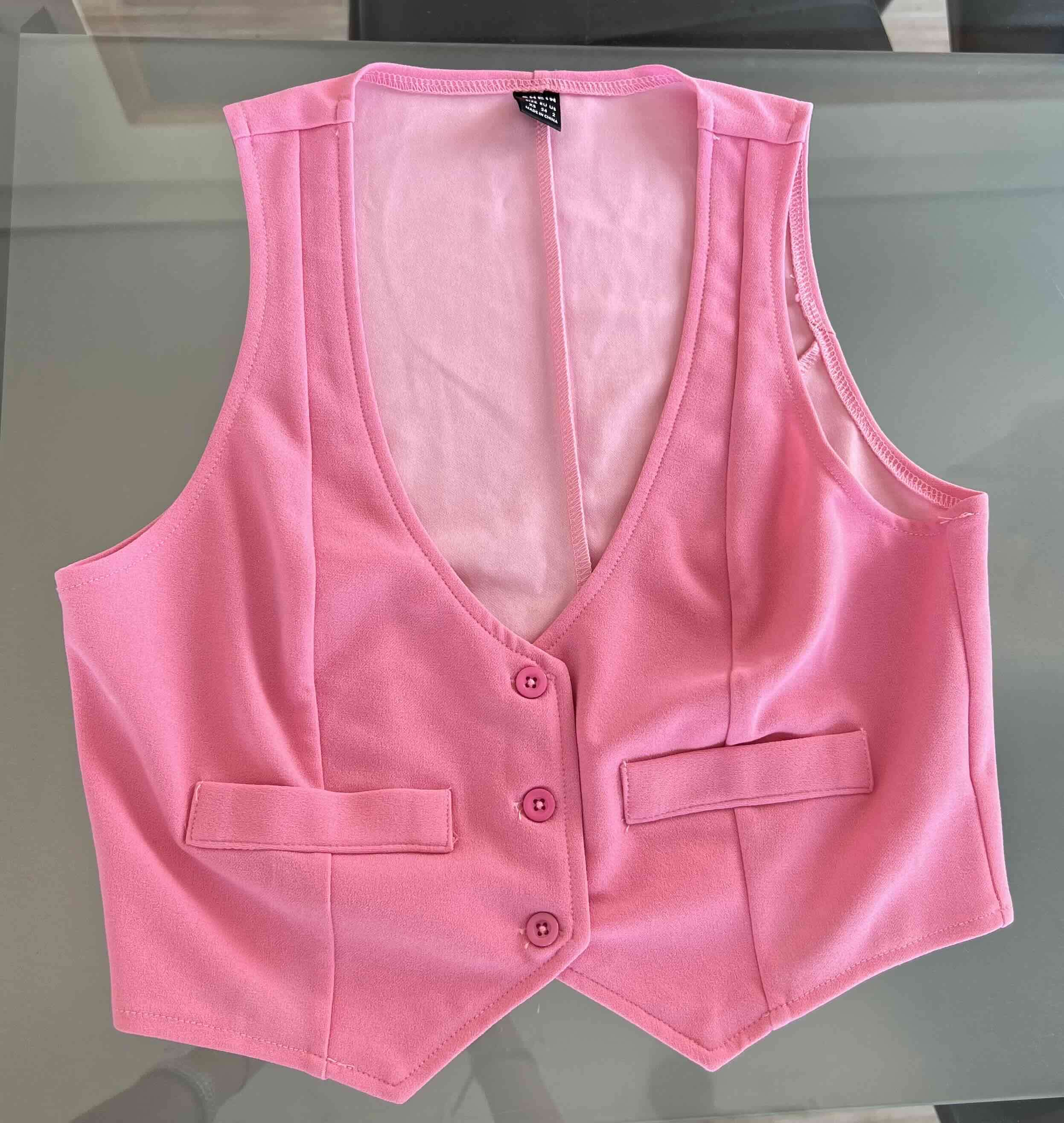 Chaleco corto rosado mujer - 1