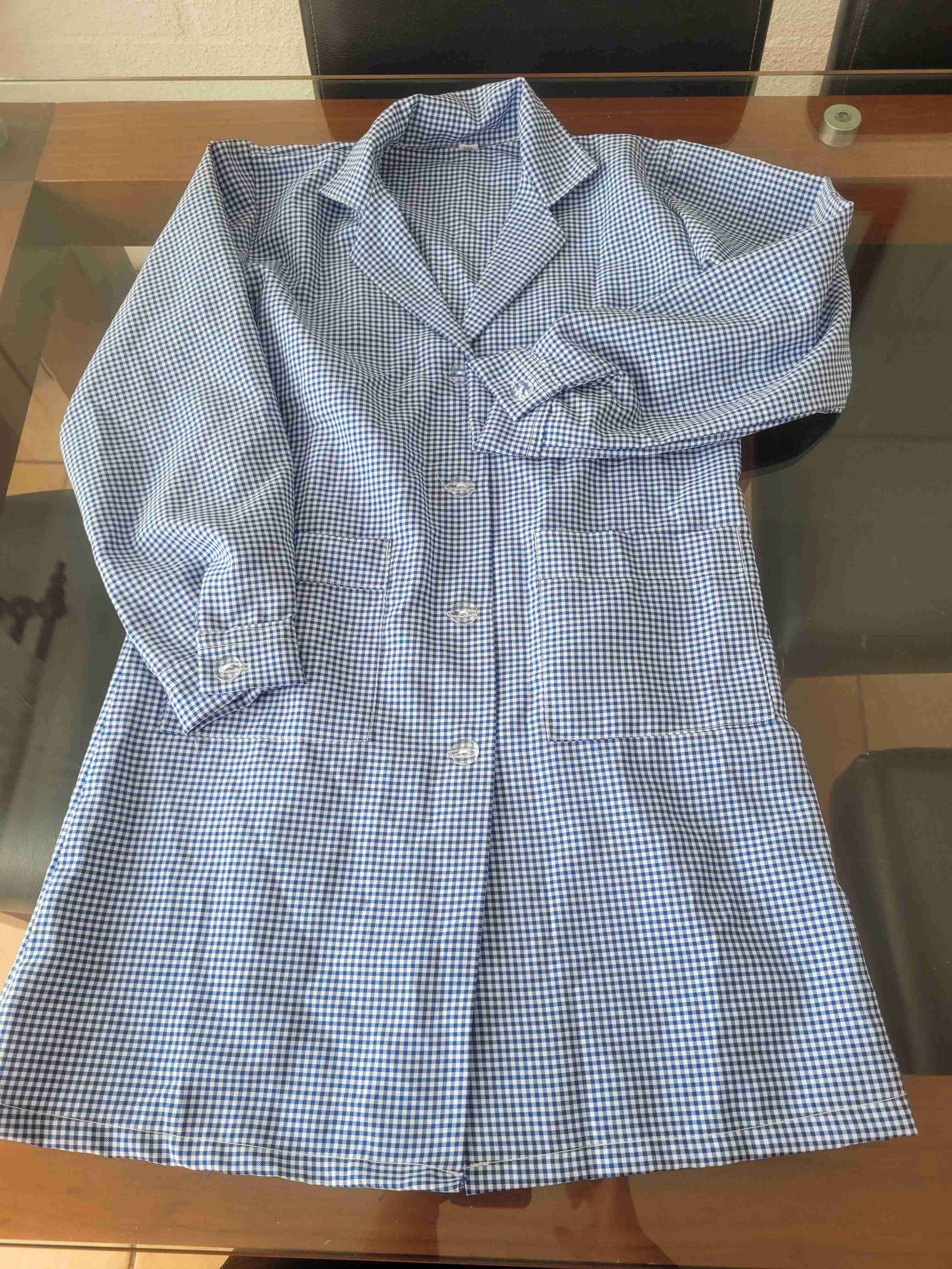 Delantal escolar a cuadros azul