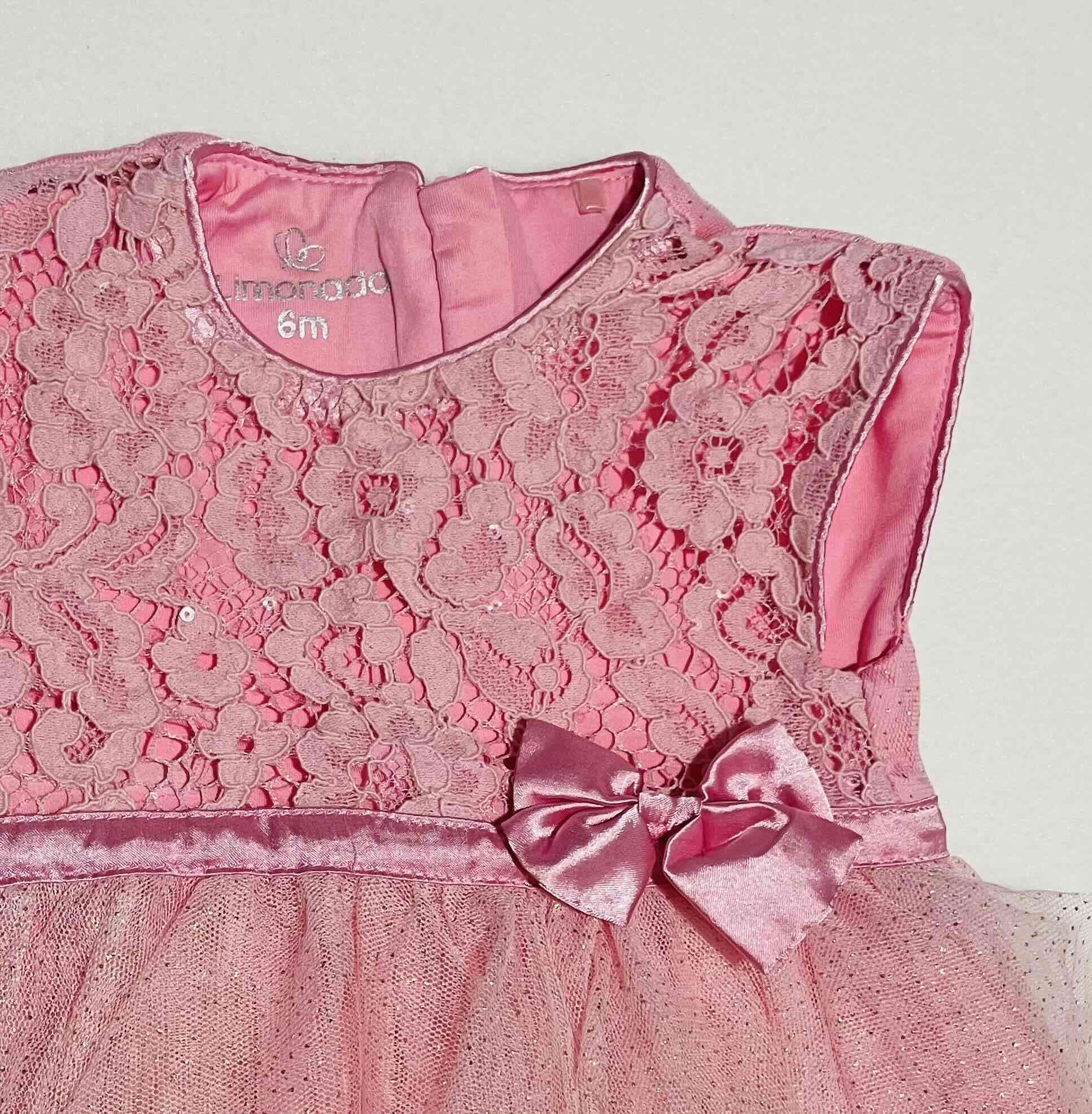 Vestido de encaje Rosa limonada Talla 6 M - 3